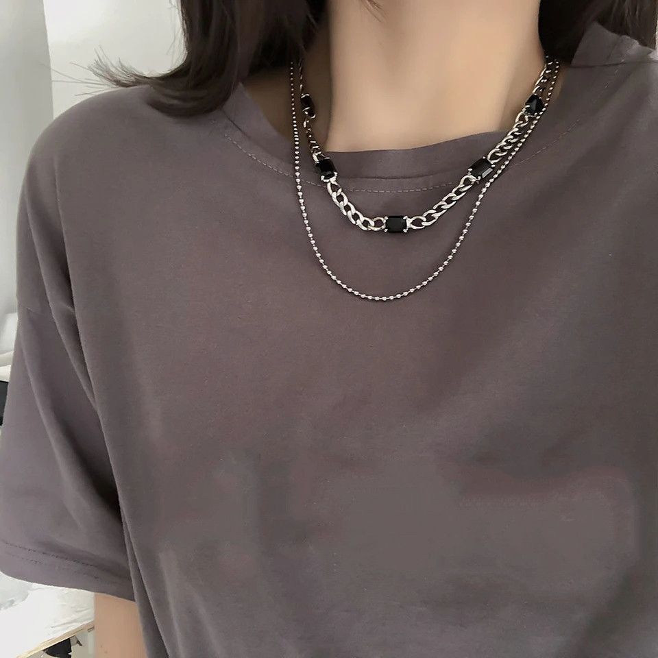 Jewelry Black Stone Necklace Chain Size ONE SIZE - 6 Thumbnail