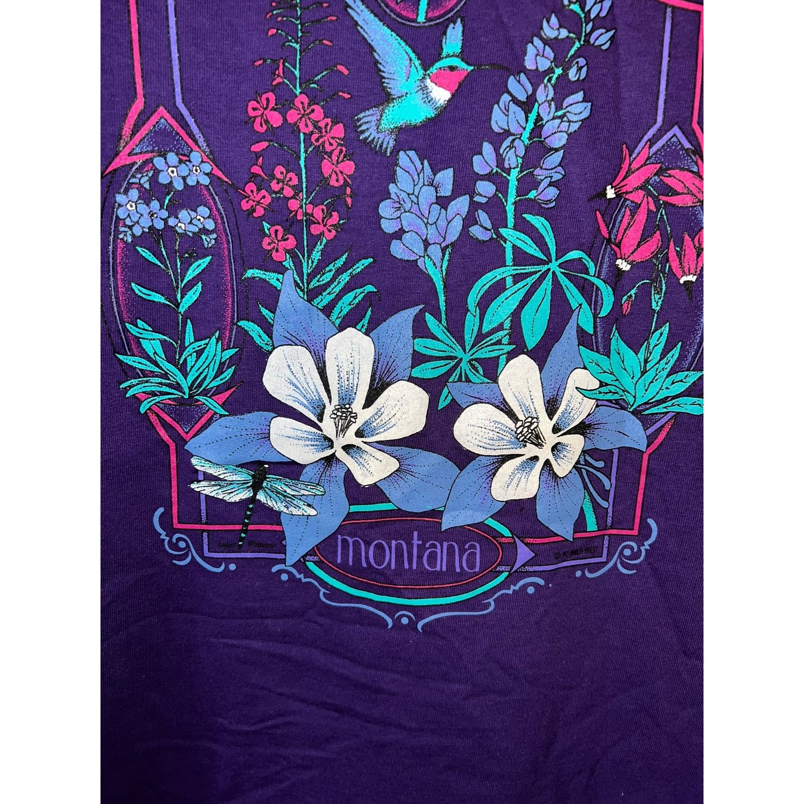 Jerzees Vintage Big Sky Country Shirt Montana Wild Flower Tee 90s L Size US L / EU 52-54 / 3 - 4 Thumbnail