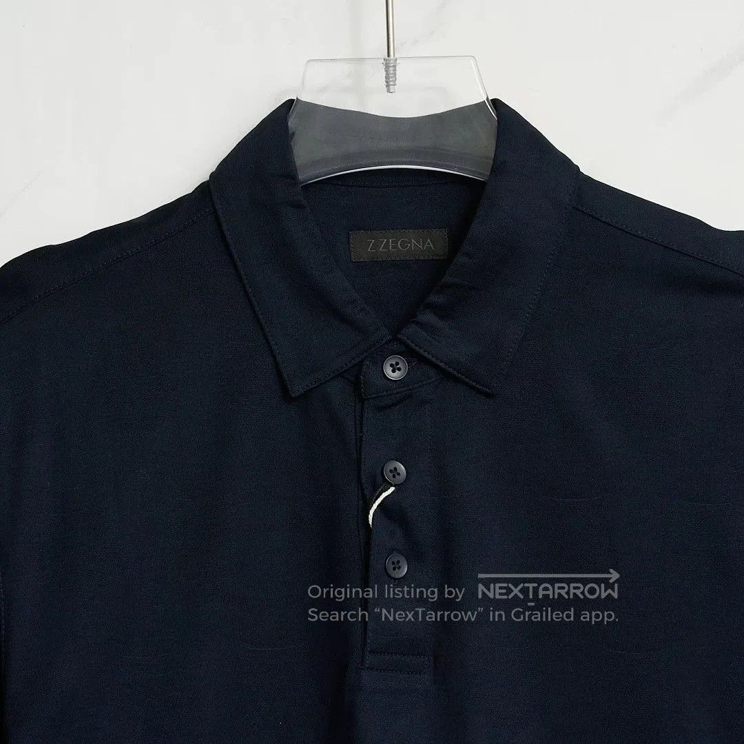 Ermenegildo Zegna ZEGNA Men's Navy Jacquard Polo Shirt. Size US M / EU 48-50 / 2 - 2 Thumbnail