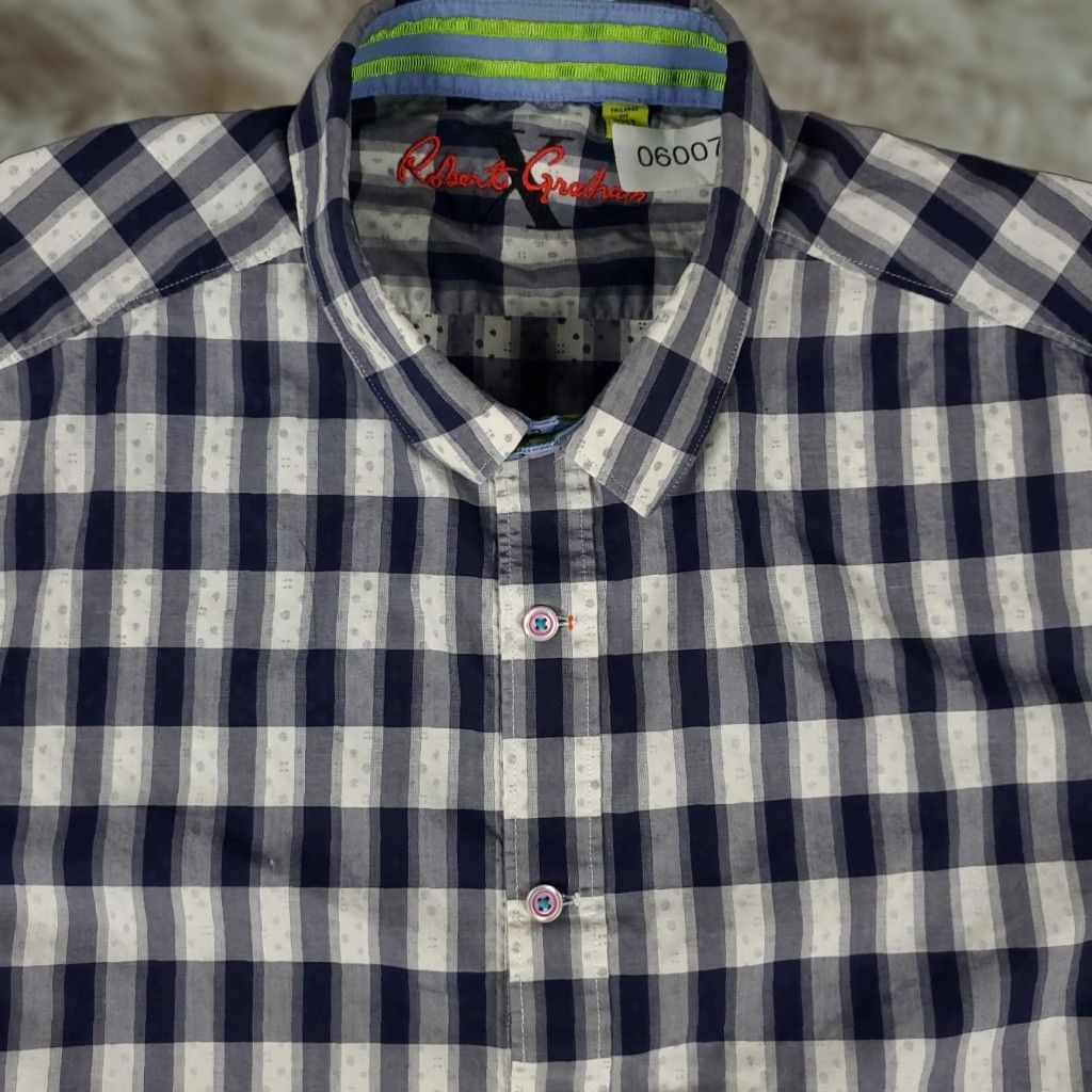 Robert Graham VINTAGE Robert Graham Shirt Mens 2XL Short Sleeve Cotton Plaid Casual Summer Women's Size US XXL / EU 58 / 5 - 1 Thumbnail
