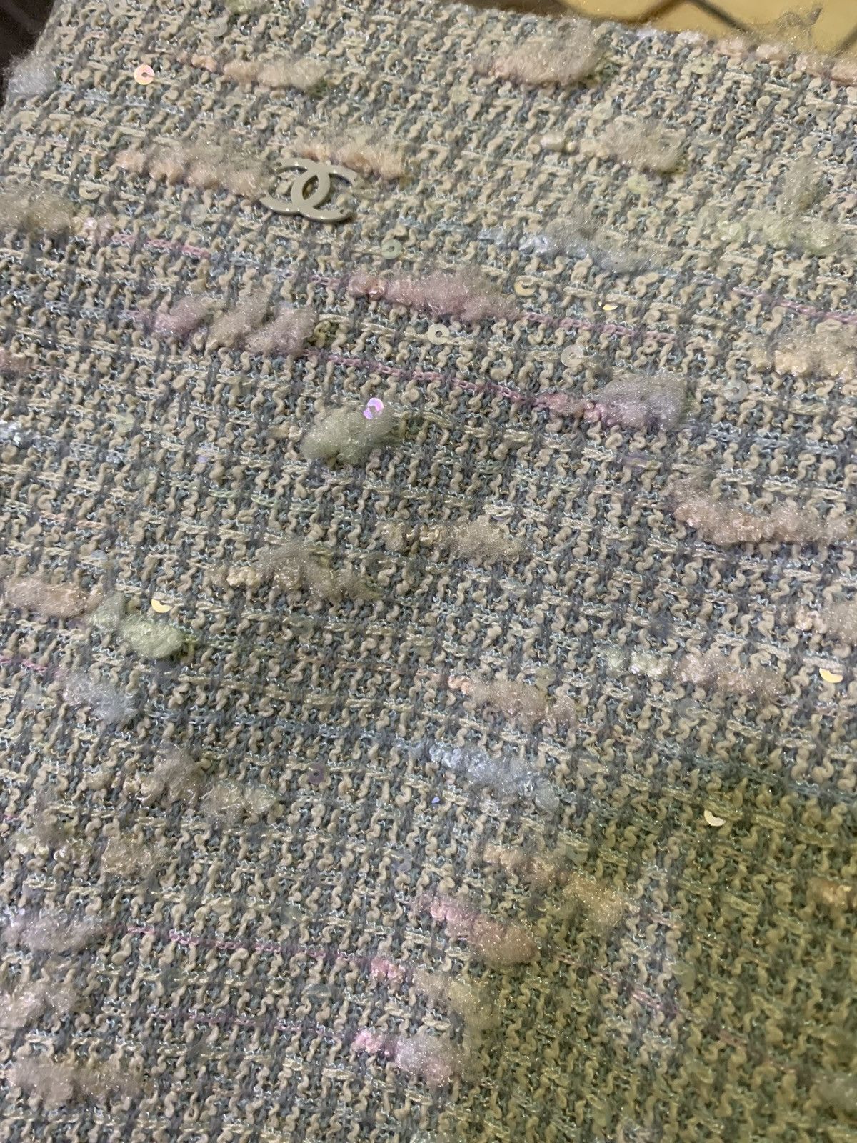 Chanel Baby Blue Sequin Tweed Skirt Size 28" / US 6 / IT 42 - 13 Thumbnail
