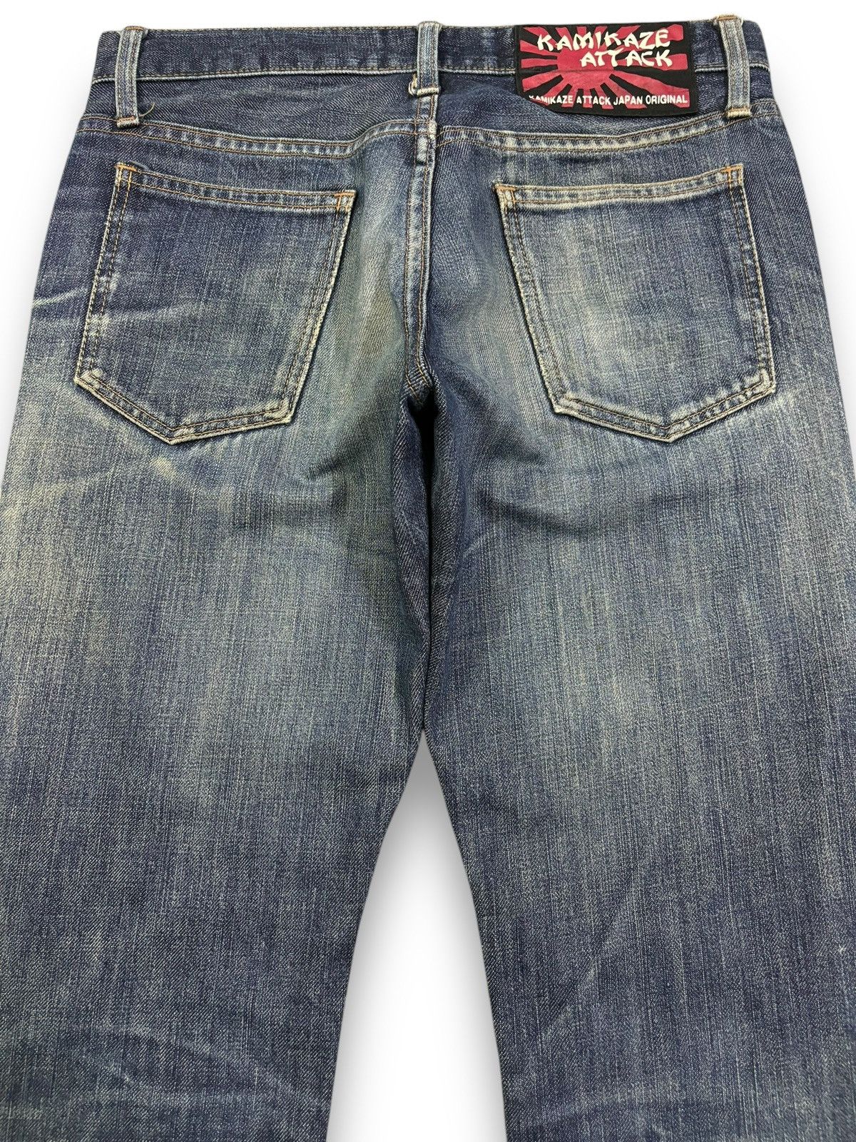 Tornado Mart Japanese Brand Kamikaze Attack Flare Distressed Jeans Size US 31 - 12 Thumbnail