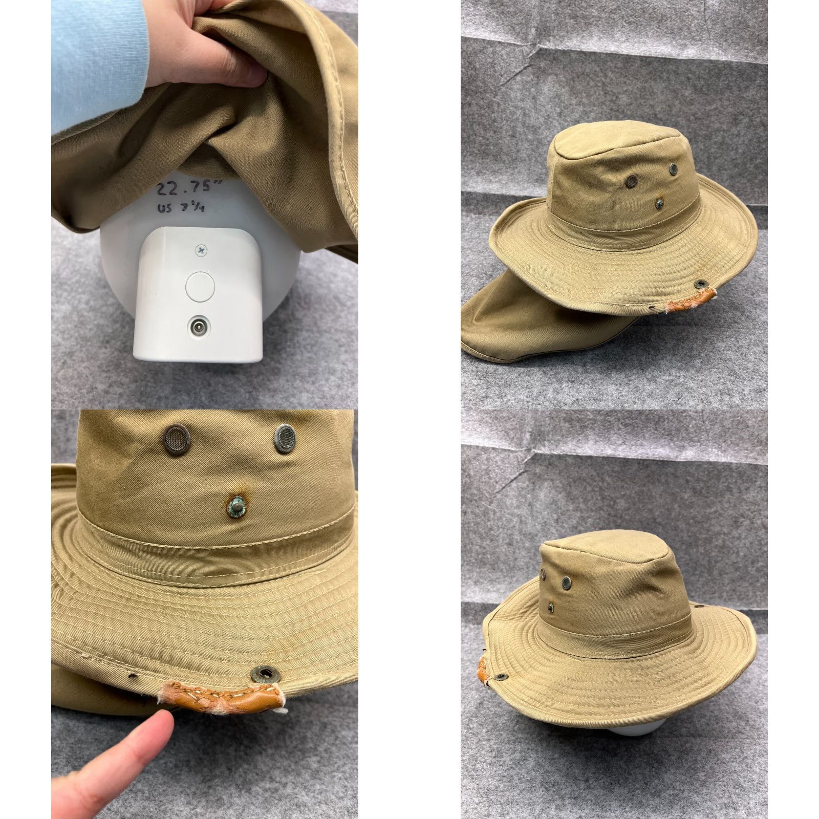 Vintage Sun Bucket Hat Unbranded Adult Small Beige 100% Cotton Neck Flap Beach Camping Outdoor Unisex Size ONE SIZE - 8 Thumbnail