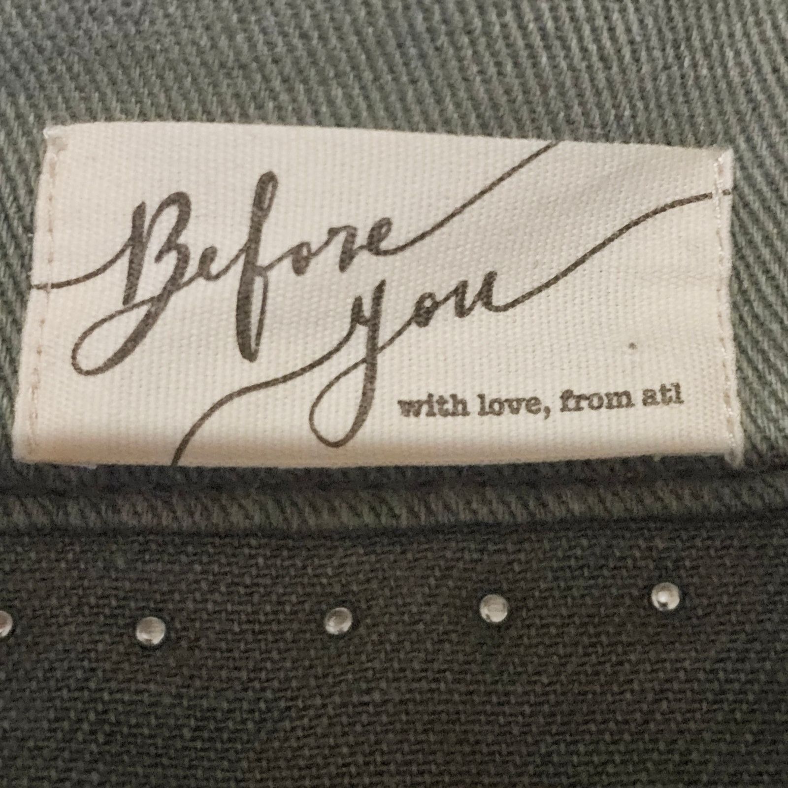 Other Before You With Love Olive Green Studded Crop Denim Jacket M Size M / US 6-8 / IT 42-44 - 4 Thumbnail