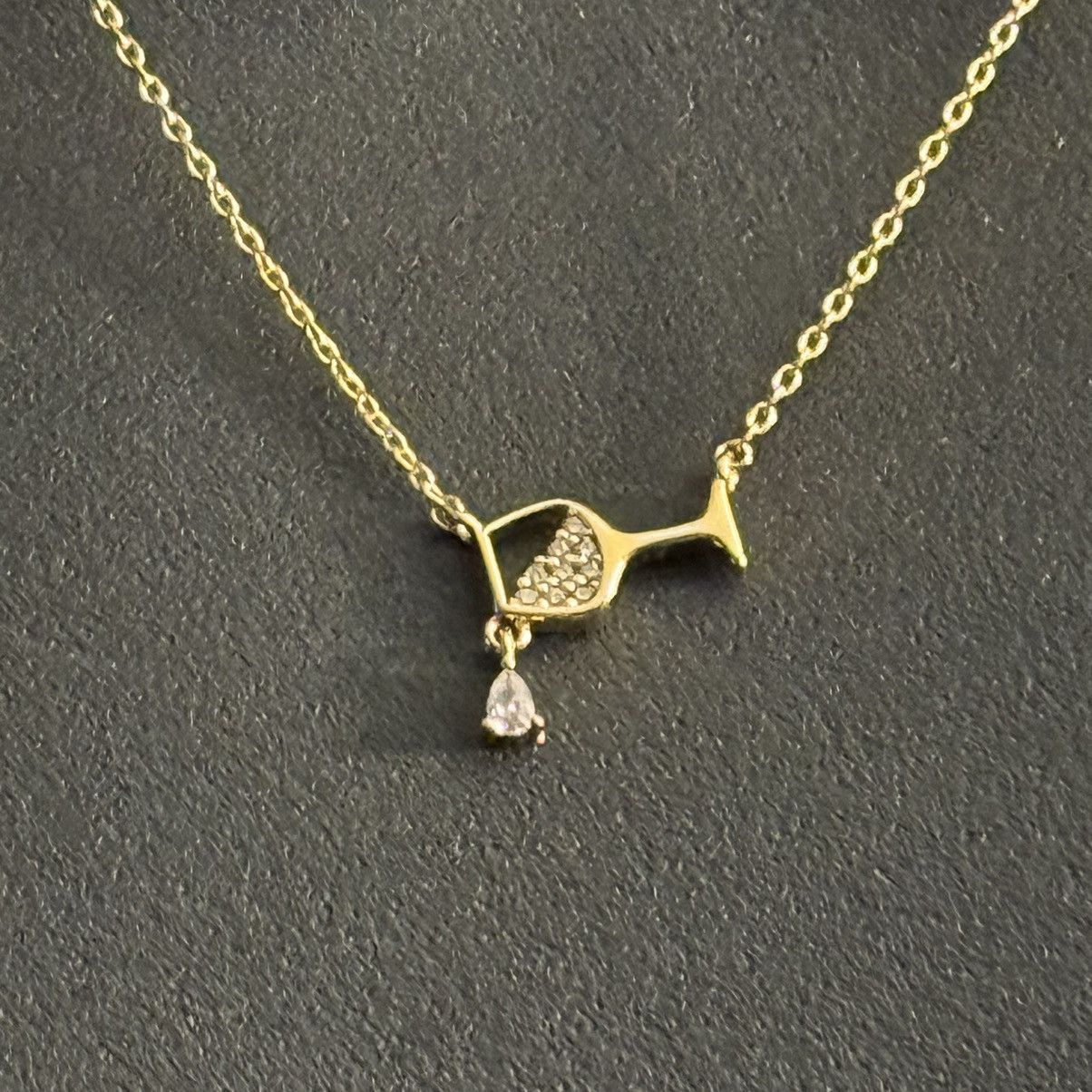 Other Secret Box 14K gold dipped CZ spilling of wine necklace Size ONE SIZE - 4 Thumbnail