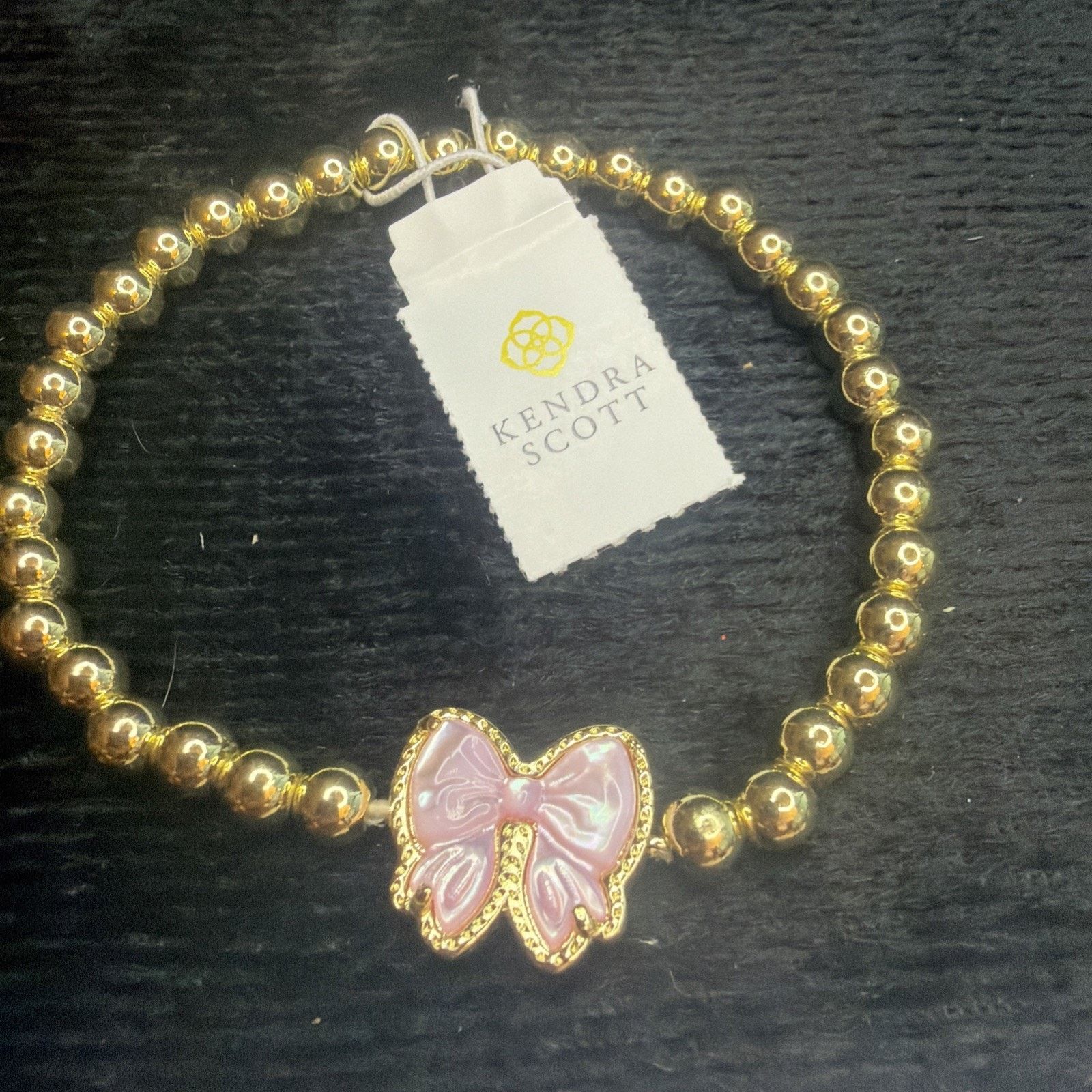Kendra Scott Kendra Scott Haley Bow Stretch Gold Bracelet Pink Ivory New Size ONE SIZE - 4 Thumbnail