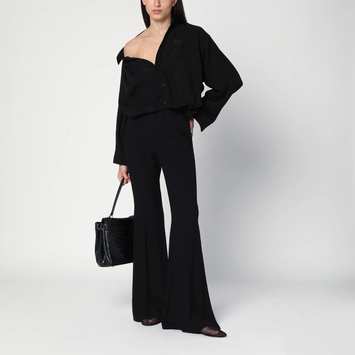 Balenciaga o1d2blof0426 Flared Pants in Black Size 27" / US 4 / IT 40 - 2 Thumbnail