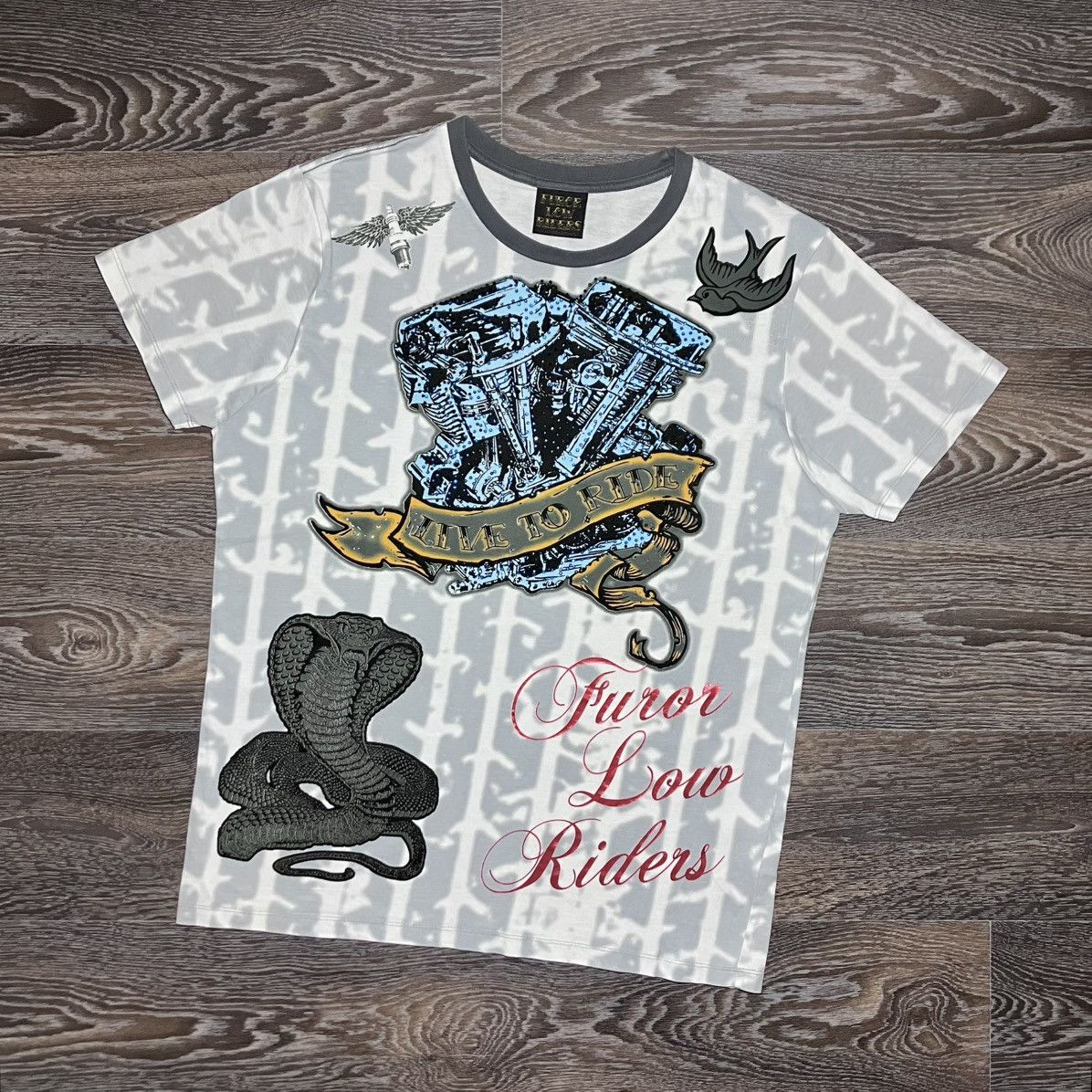 Ed Hardy Y2K 2000s FUROR LOW RIDERS Stone Embellished Vintage T-shirt ...