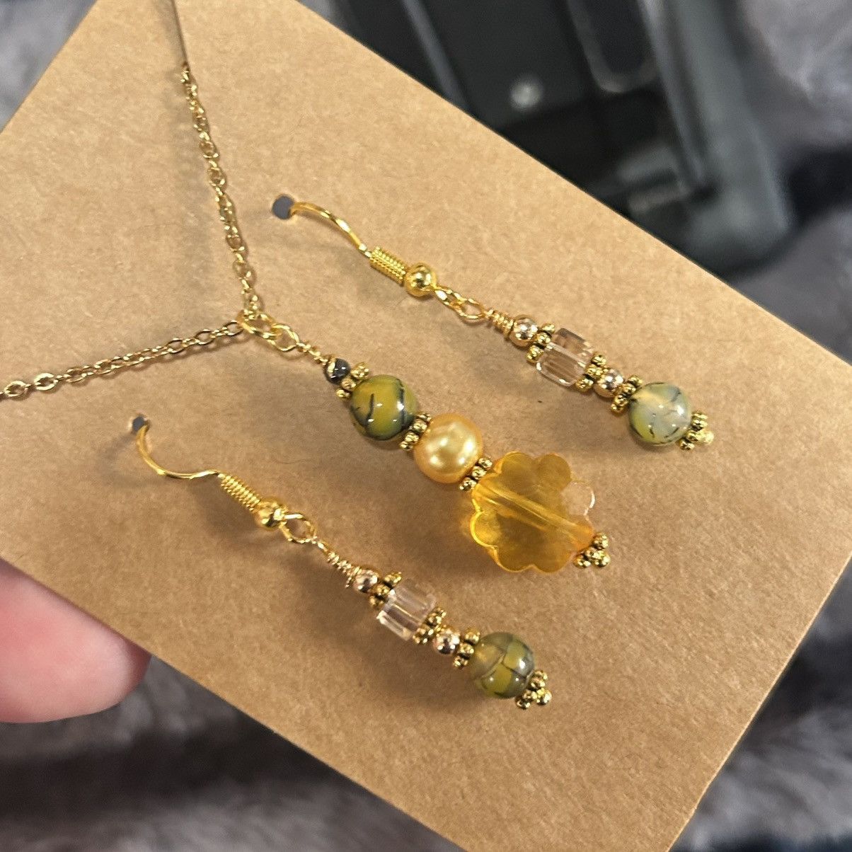 Handmade Handcrafted floral glass crystal dragon vein agate set Size ONE SIZE - 1 Thumbnail