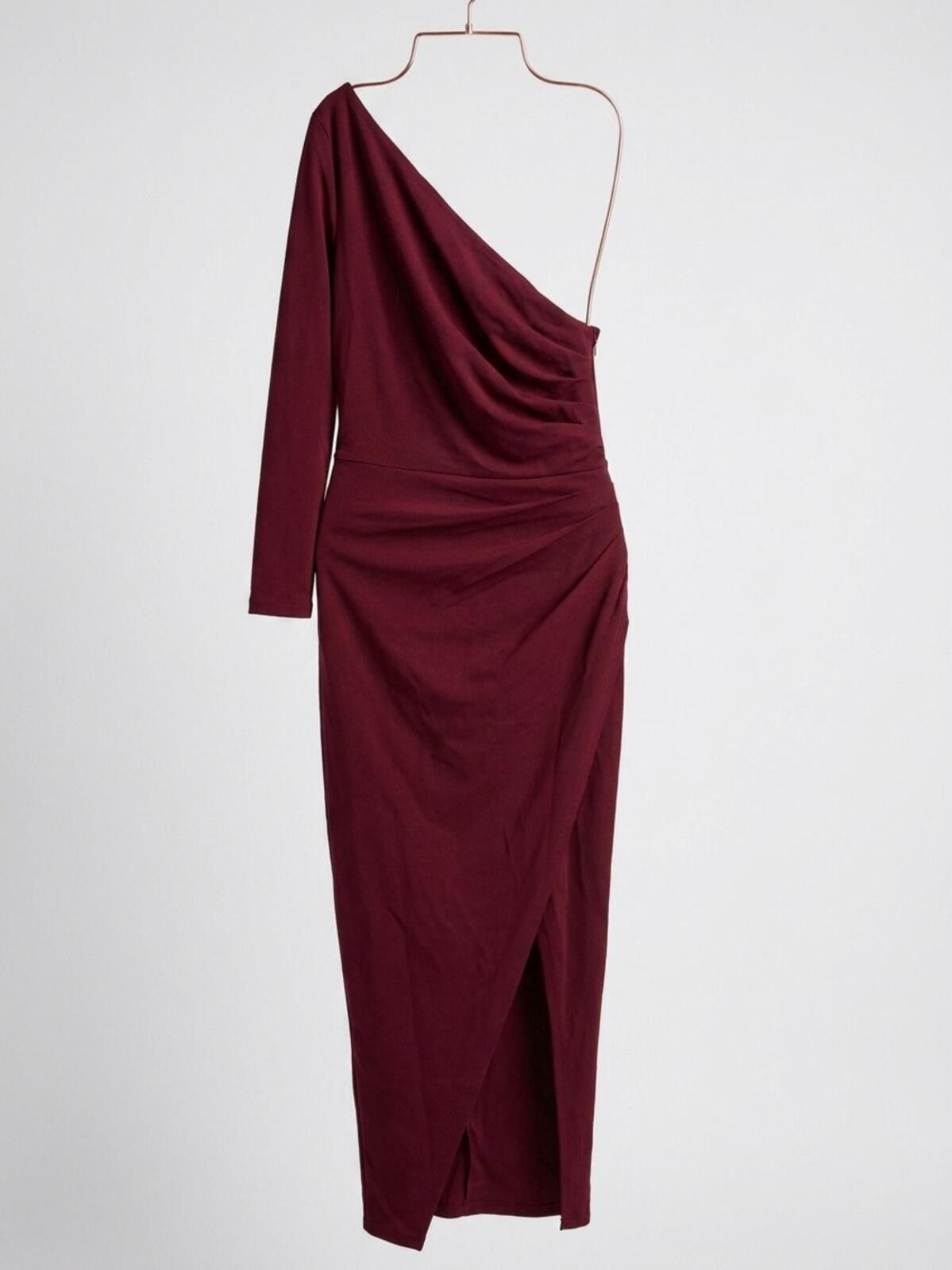 Other Asymmetric One-Shoulder Ruched Midi Dress in Burgundy Size S / US 4 / IT 40 - 1 Thumbnail
