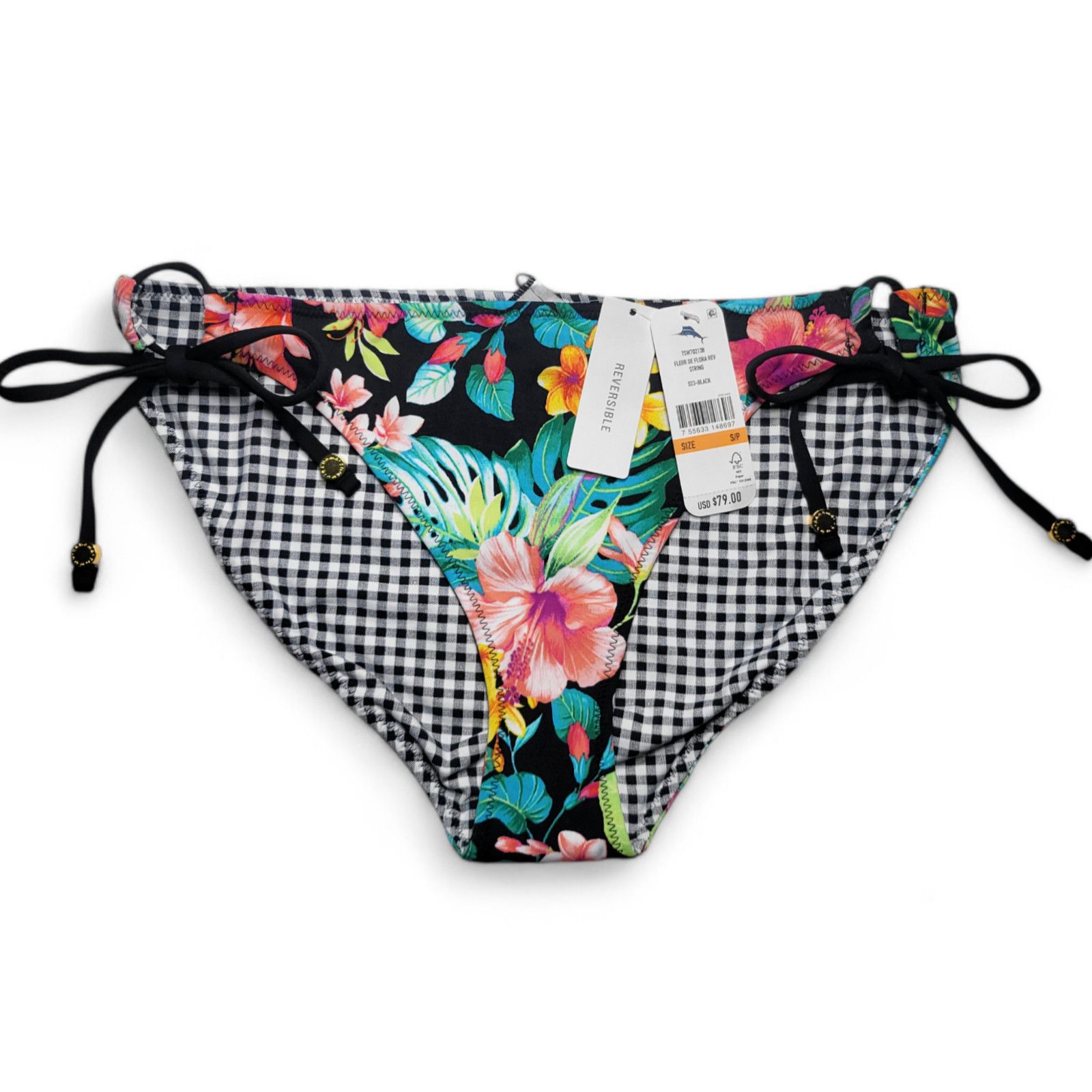 Tommy Bahama NWT TOMMY BAHAMA Fleur de Flora Gingham Check Bikini Bottom Size ONE SIZE - 1 Thumbnail