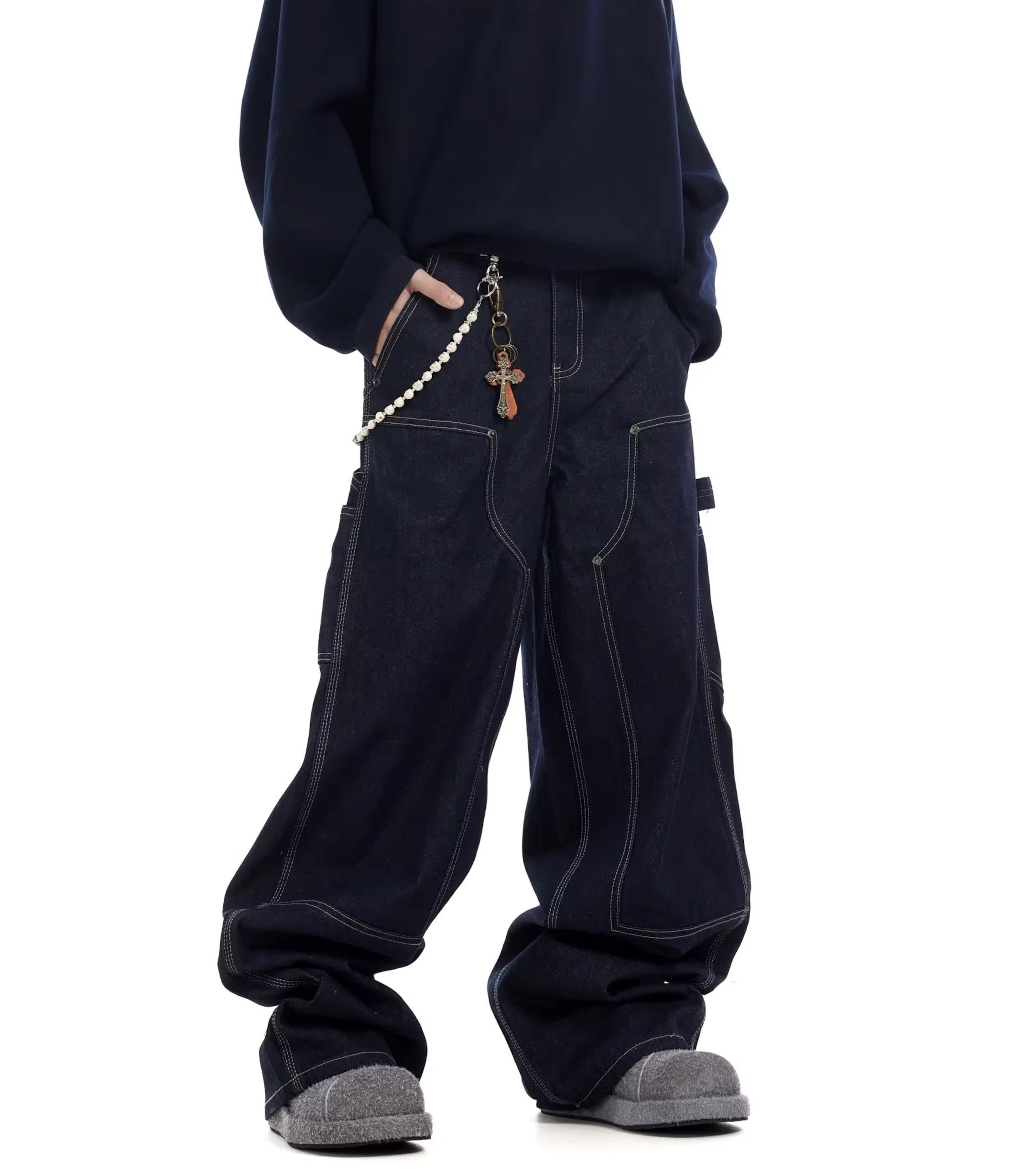 Jean × Vintage Dark Blue Baggy Denim Jeans Size US 30 / EU 46 - 3 Thumbnail
