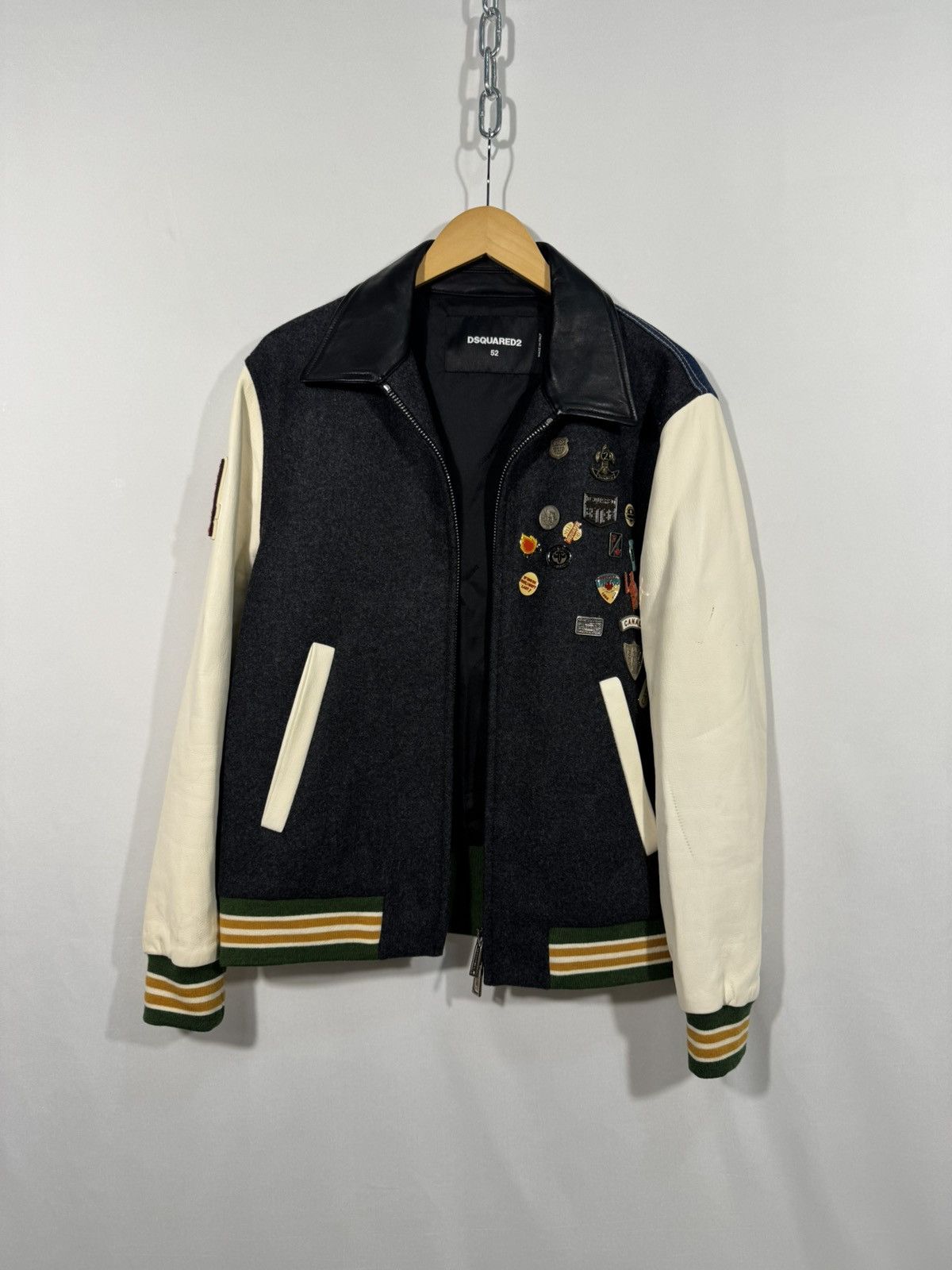 Dsquared2 Dsquared2 leather stadium jacket with pins Size US L / EU 52-54 / 3 - 1 Thumbnail