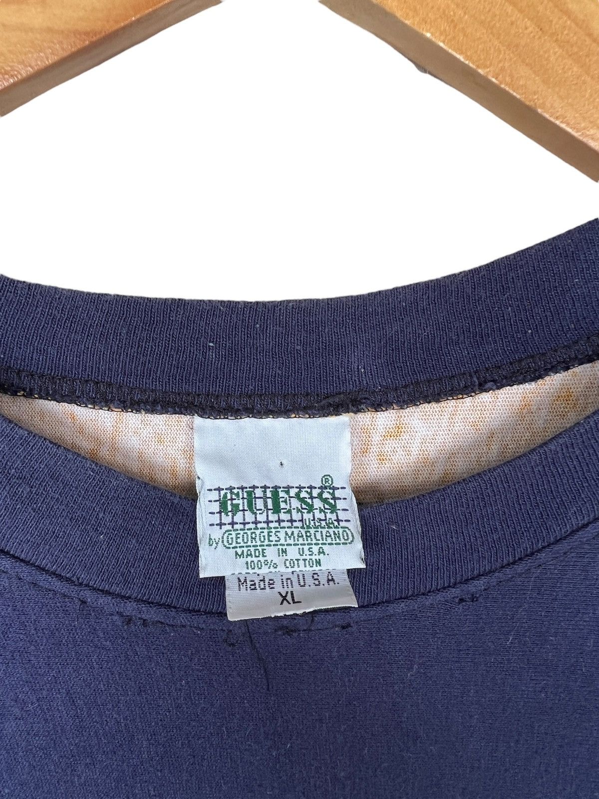 Guess Vintage 90s Guess Usa Spellout Stripe Distressed Tees Size US L / EU 52-54 / 3 - 7 Thumbnail