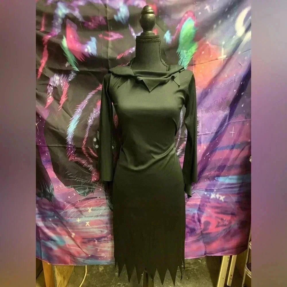 Designer Gothic Hooded Dress with Flared Sleeves Size ONE SIZE - 1 Thumbnail