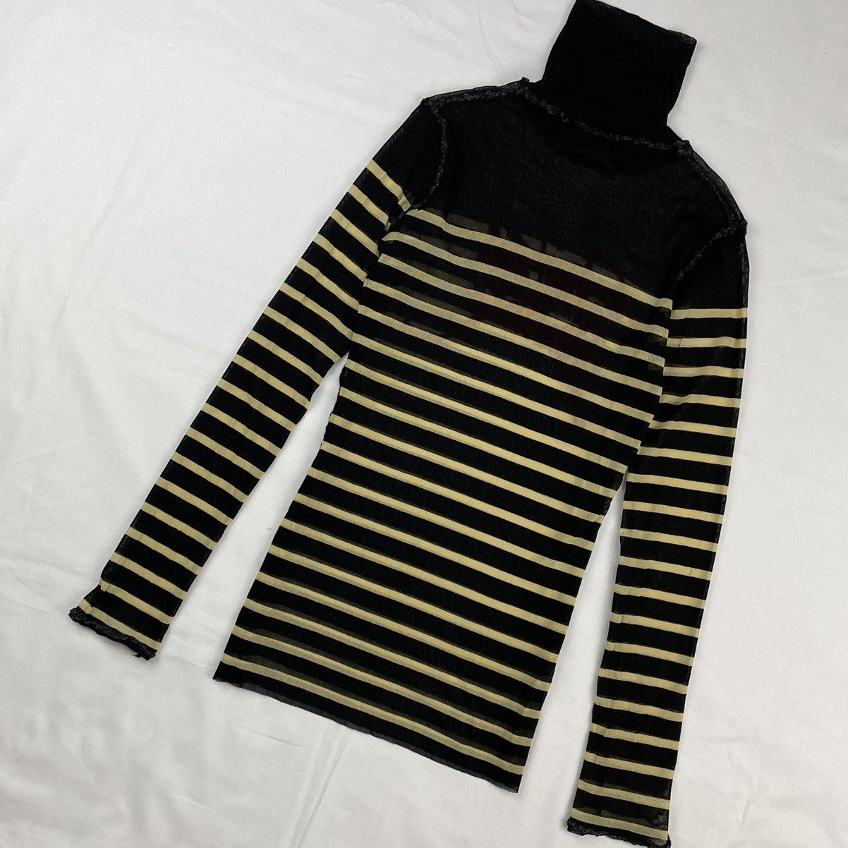 Jean Paul Gaultier 2001 Jean Paul Gaultier Striped Elastic Mesh T-Shirt Vintage Size US M / EU 48-50 / 2 - 5 Thumbnail