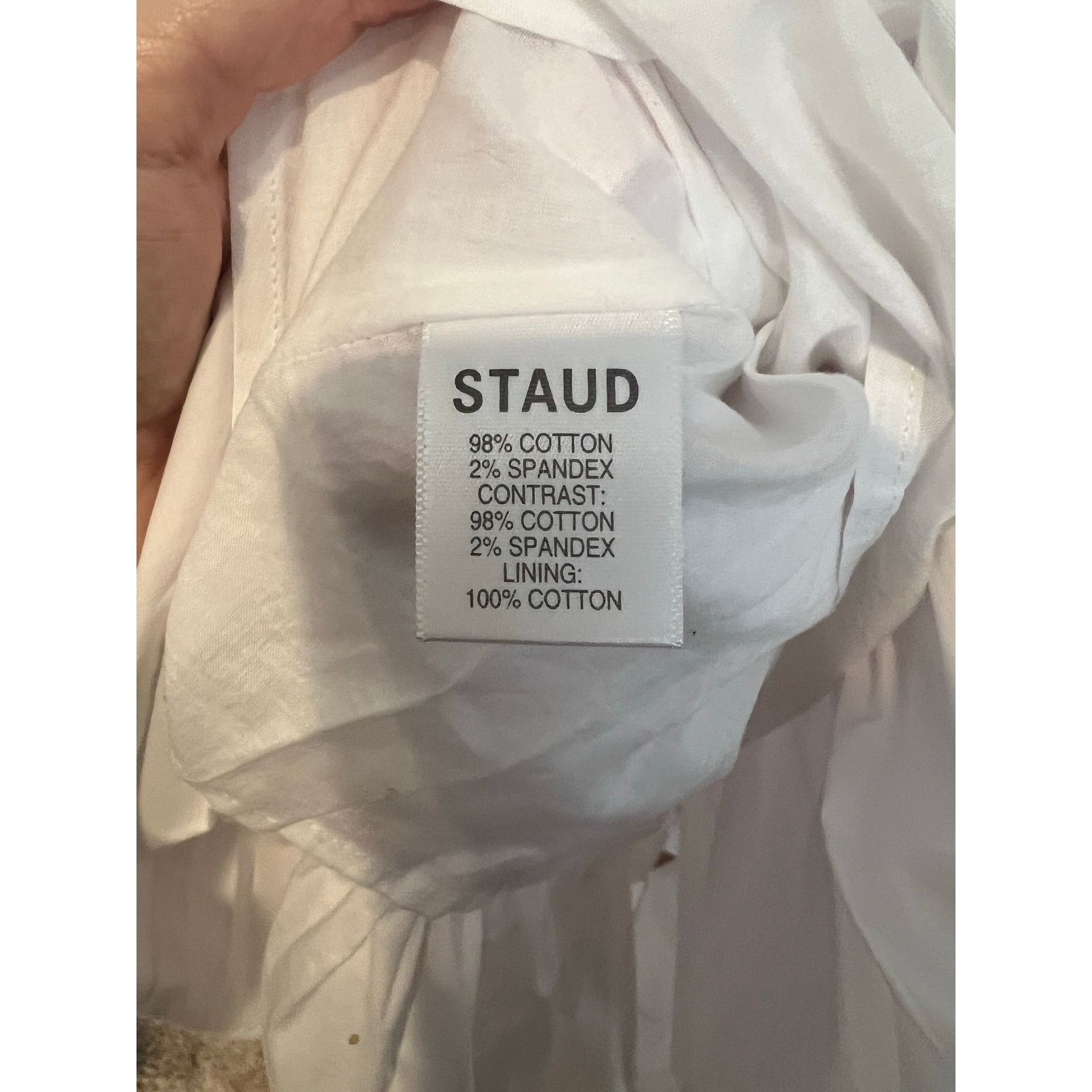 Staud STAUD Demi Dress Large White Poplin Rainbow Tiered Maxi Line Size L / US 10 / IT 46 - 5 Thumbnail
