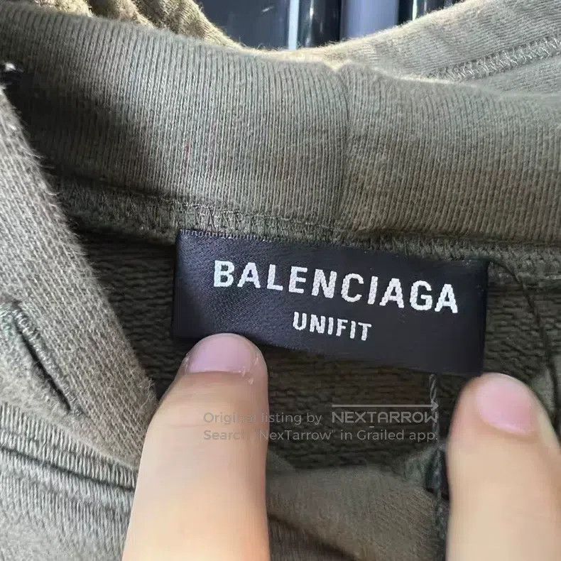 Balenciaga Balenciaga Olive Green Shadow Line Hooded Sweatshirt Size US L / EU 52-54 / 3 - 3 Thumbnail