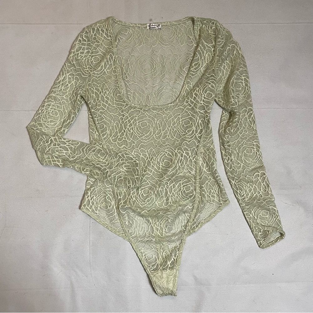 Free People New Free People In My Head Light Green Lace Long Sleeve Bod Size S / US 4 / IT 40 - 5 Thumbnail