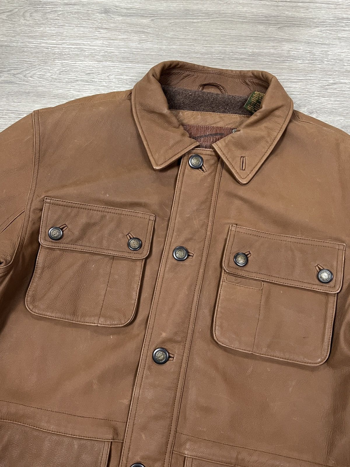 Timberland Vintage Timberland Leather Barn Jacket Brown Multi-Pocket Size US S / EU 44-46 / 1 - 5 Thumbnail