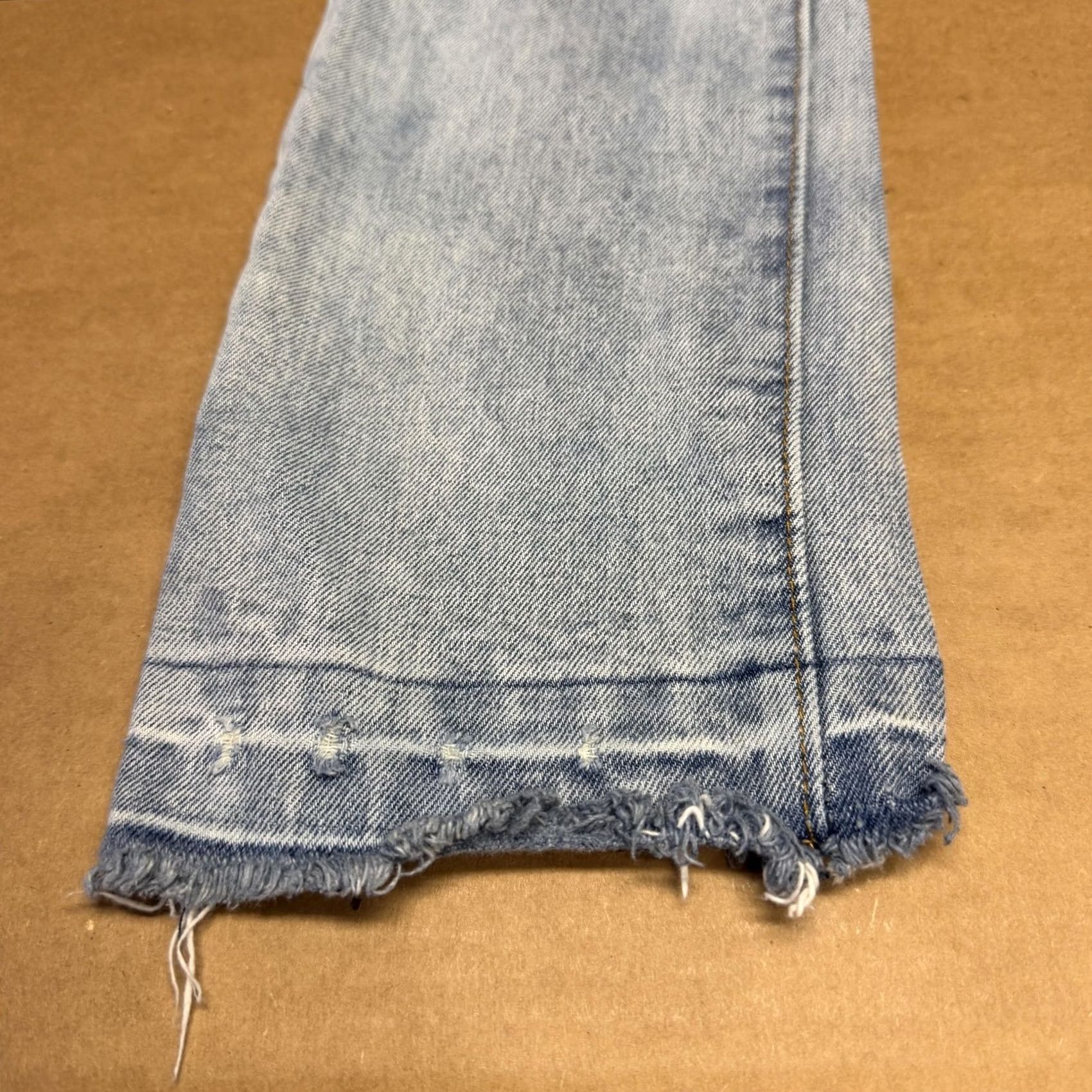 MNML Mnml Jeans Mens 28x31 Blue Light Wash Straight Leg Denim Distressed Raw Hem Size US 28 / EU 44 - 2 Thumbnail
