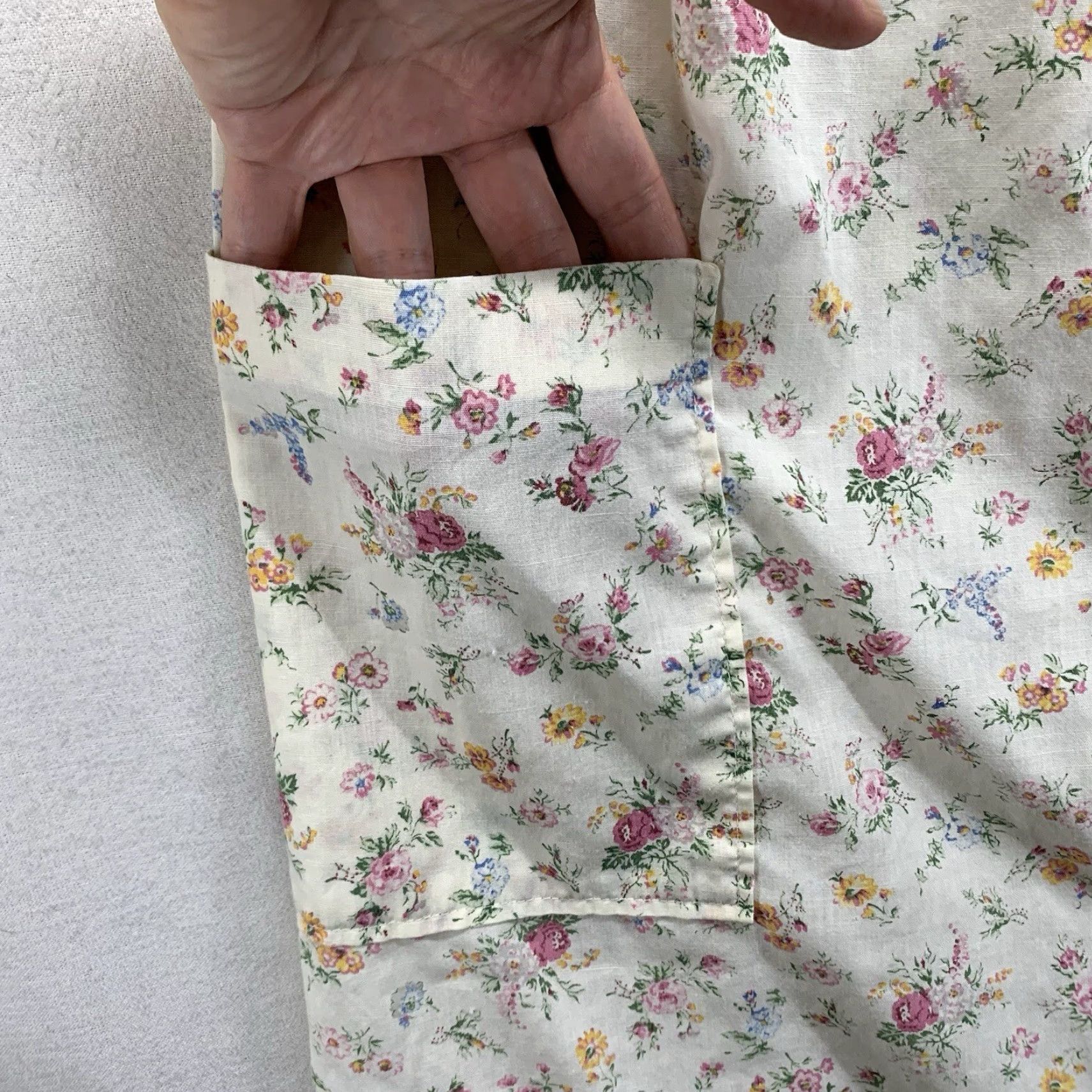 Vintage VINTAGE Women's Komar Floral Dress Casual Short Sleeve Cotton Sheath 80s 70s Retro All Over Pocket Lace Accents Size M / US 6-8 / IT 42-44 - 6 Thumbnail