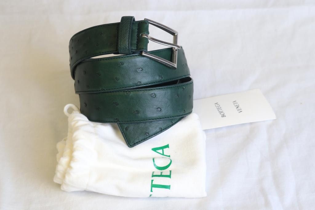 Bottega Veneta o1rshd Ostrich Leather Belt in Pine Green Size ONE SIZE - 3 Thumbnail