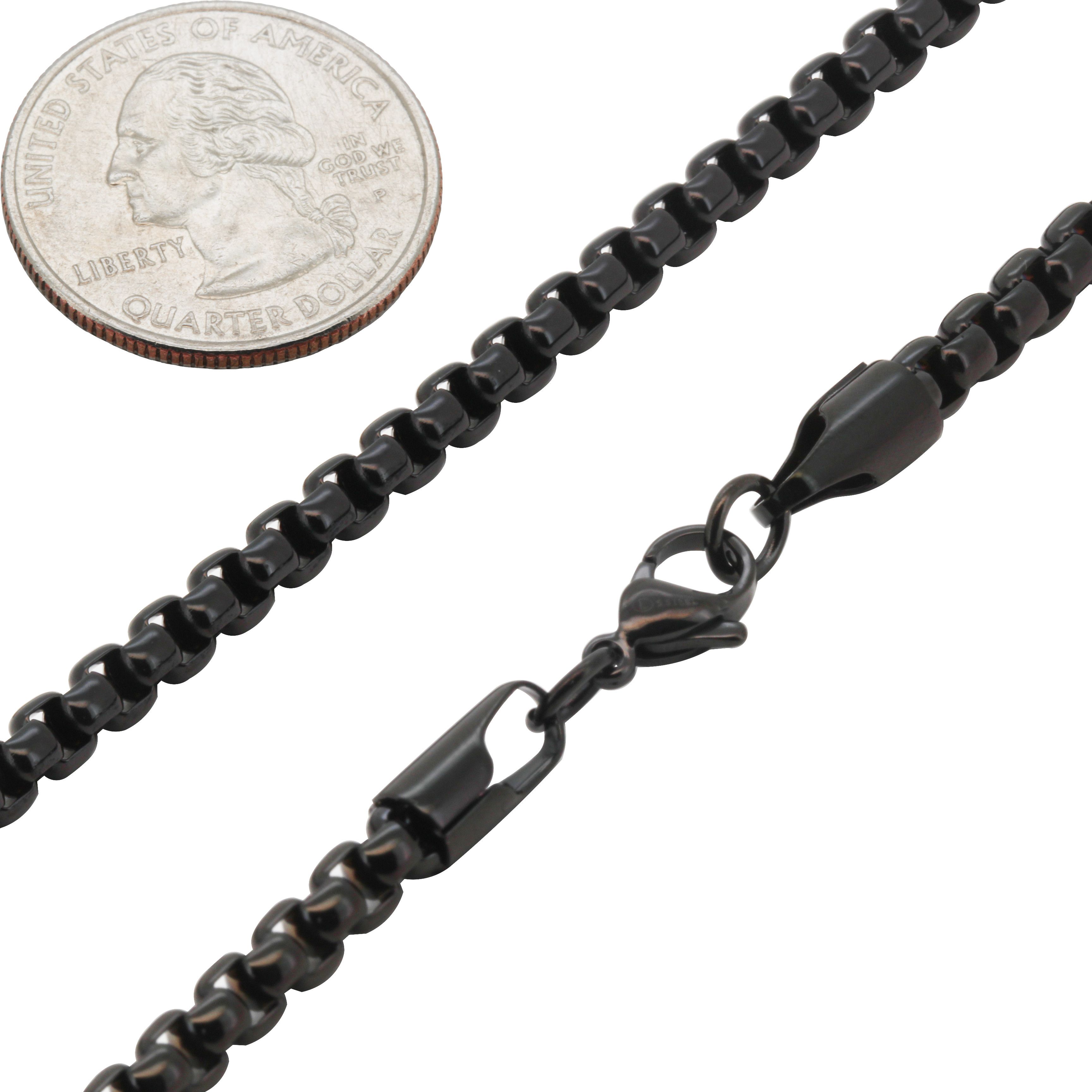Other 316L Stainless Steel Black 4.5mm Box Chain Necklace 24” Size ONE SIZE - 2 Thumbnail