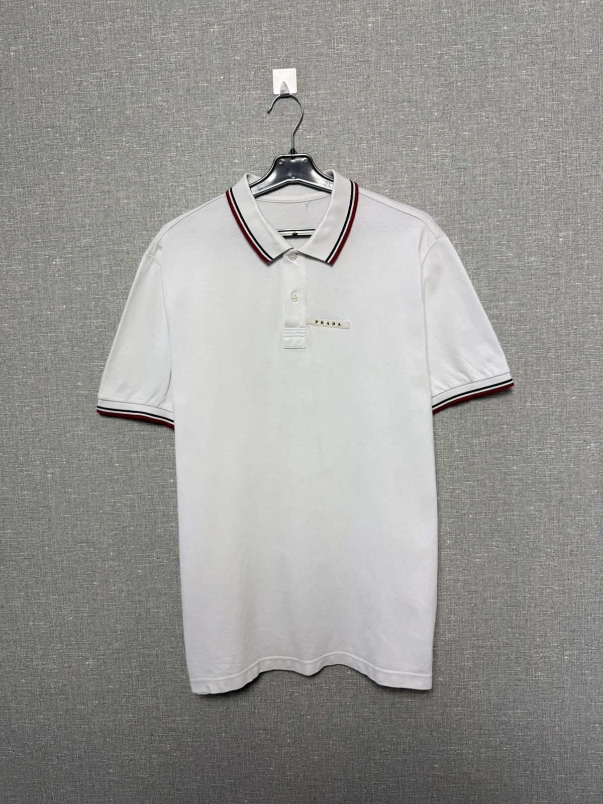 Prada Prada Milano White Tab Logo Men’s Polo T-Shirt Short Sleeve Size US L / EU 52-54 / 3 - 1 Thumbnail