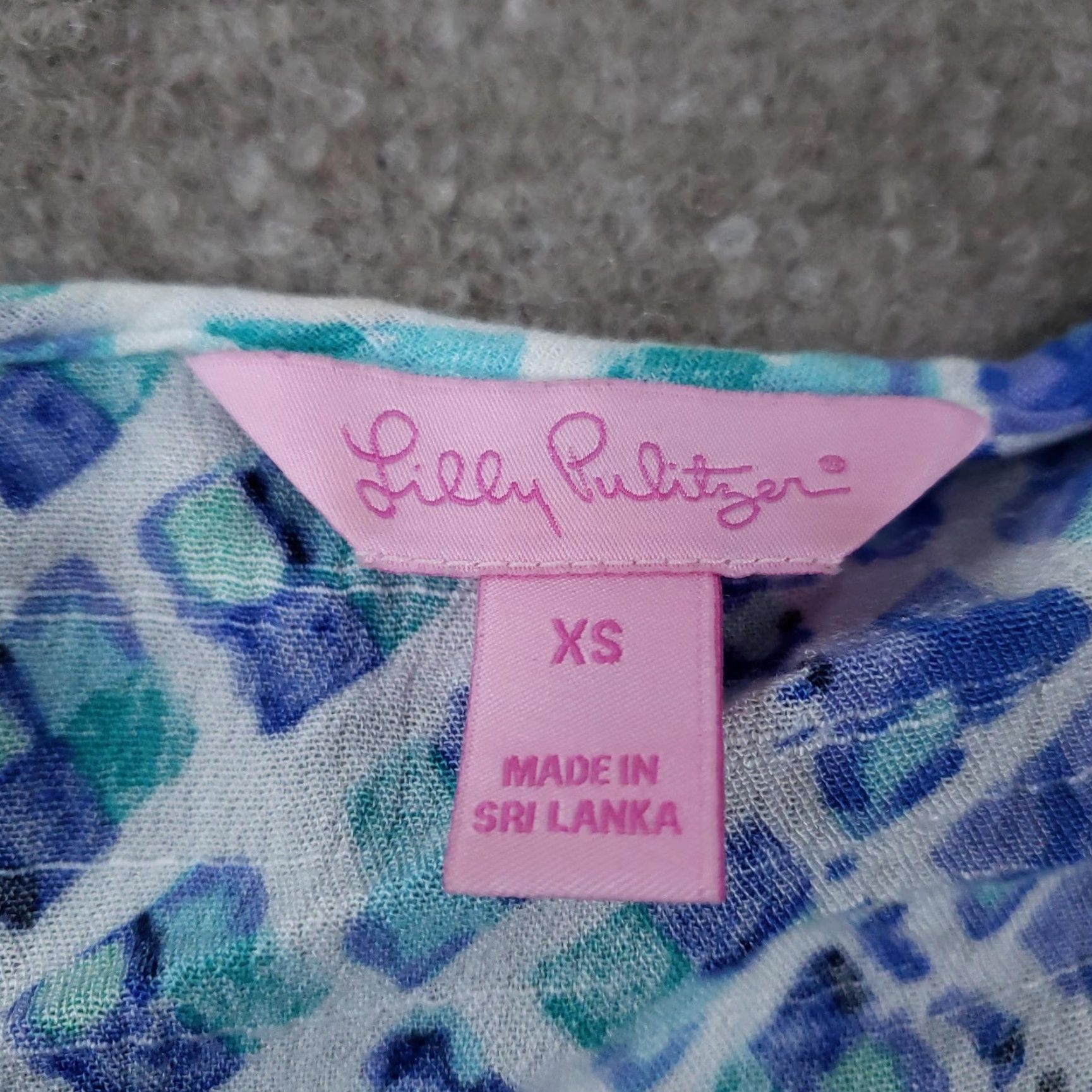 Lilly Pulitzer Lilly Pulitzer Amisa Top Womens XS Blue Green Boho Peplum Bell Sleeve Tunic Blouse Geometric Crochet Tasseled Ruffle V-Neck Long Sleeve Size XS / US 0-2 / IT 36-38 - 5 Thumbnail