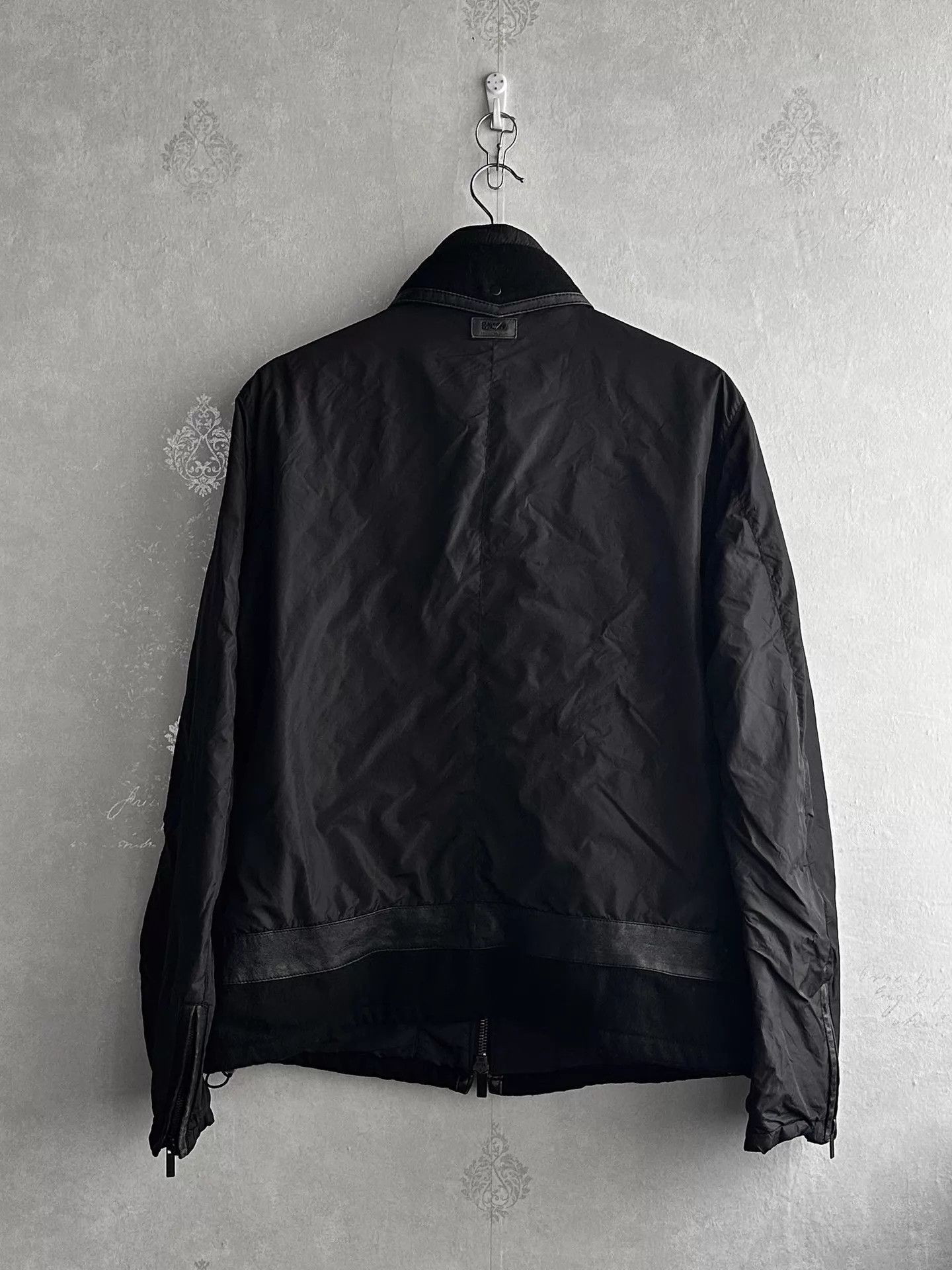 Armani EA 10AW Leather Paneled Hidden Hood Jacket Size 50 Size US M / EU 48-50 / 2 - 2 Thumbnail
