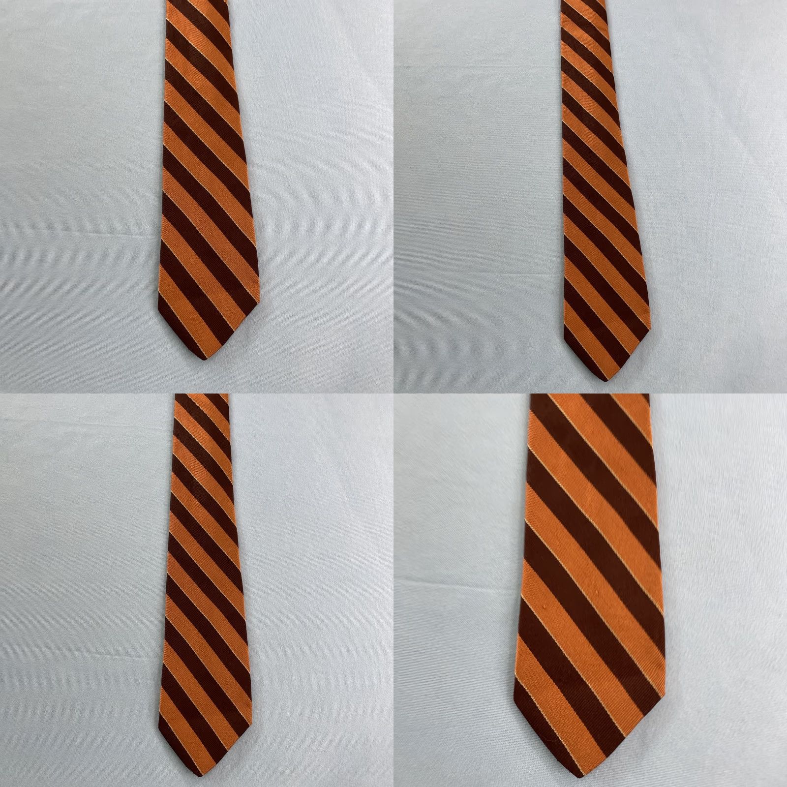Vintage VINTAGE Handmade Silk Repp Tie Deco Stripe Necktie Brown Orange 58" One Size Mens Size ONE SIZE - 8 Thumbnail