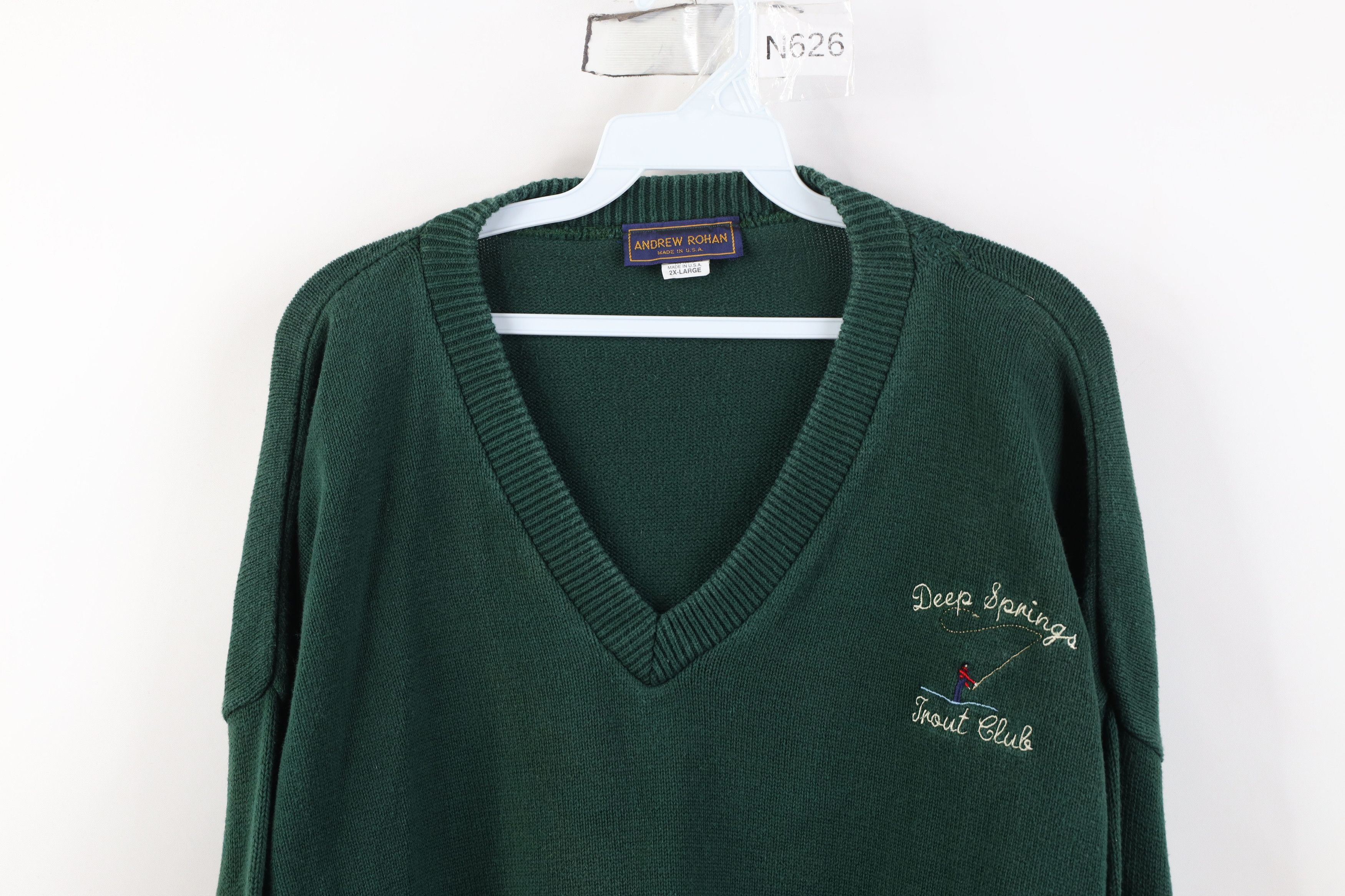 Vintage Vintage 90s Trout Club Fishing Knit Sweater Green USA Size US XXL / EU 58 / 5 - 2 Thumbnail