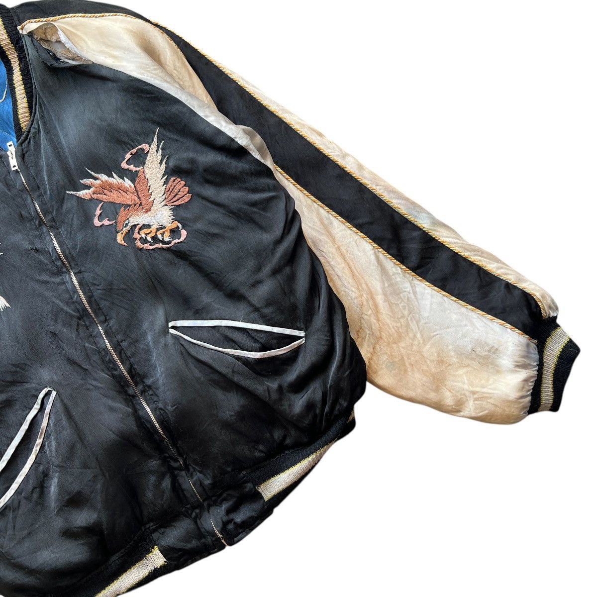Vintage 🔥 50s WWII SUKAJAN SOUVENIR ANIMAL MOTIVE BOMBER JACKET Size US L / EU 52-54 / 3 - 15 Thumbnail