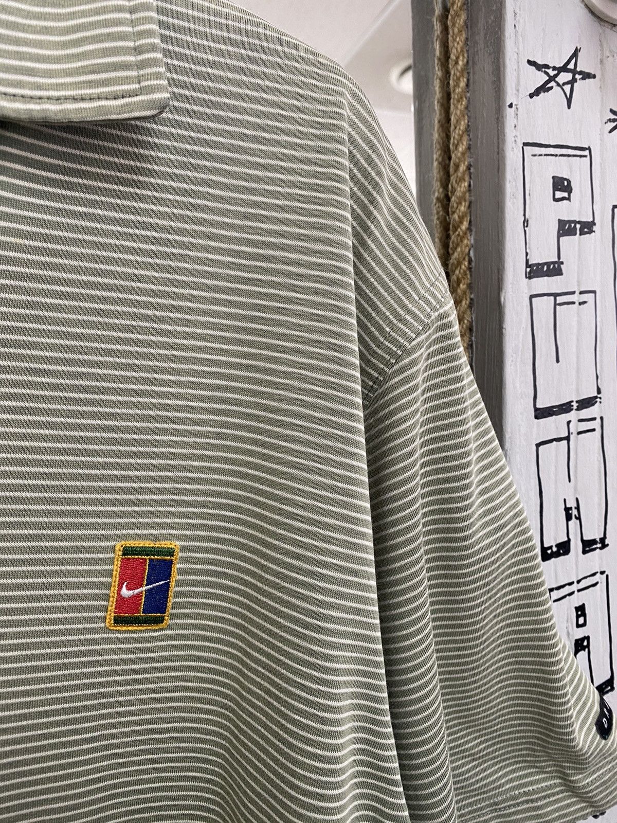 Nike × Vintage Vintage 90s Nike Court Tennis Agassi Stripes Polo Shirt Size US M / EU 48-50 / 2 - 8 Thumbnail