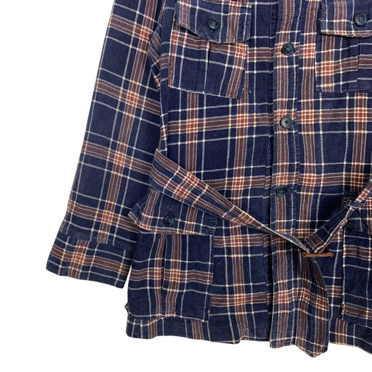 Japanese Brand VANBON & V-ROLA Checked Belted Flannel Shirt #2924-C132 Size US L / EU 52-54 / 3 - 3 Thumbnail