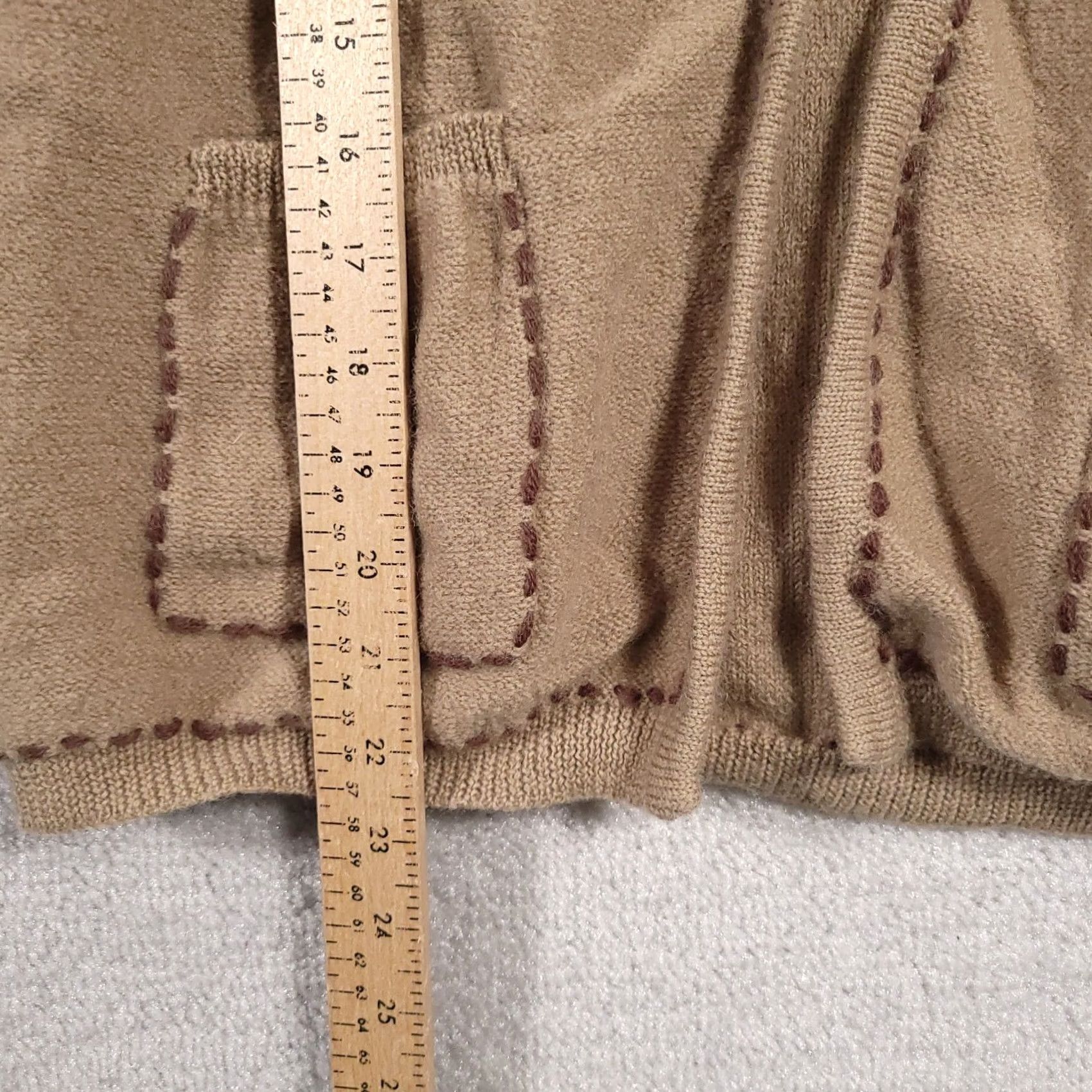 Vintage VINTAGE Studio Works Cardigan Sweater Women Large Beige Collared Wool Knit Long Sleeve Pockets Size L / US 10 / IT 46 - 7 Thumbnail