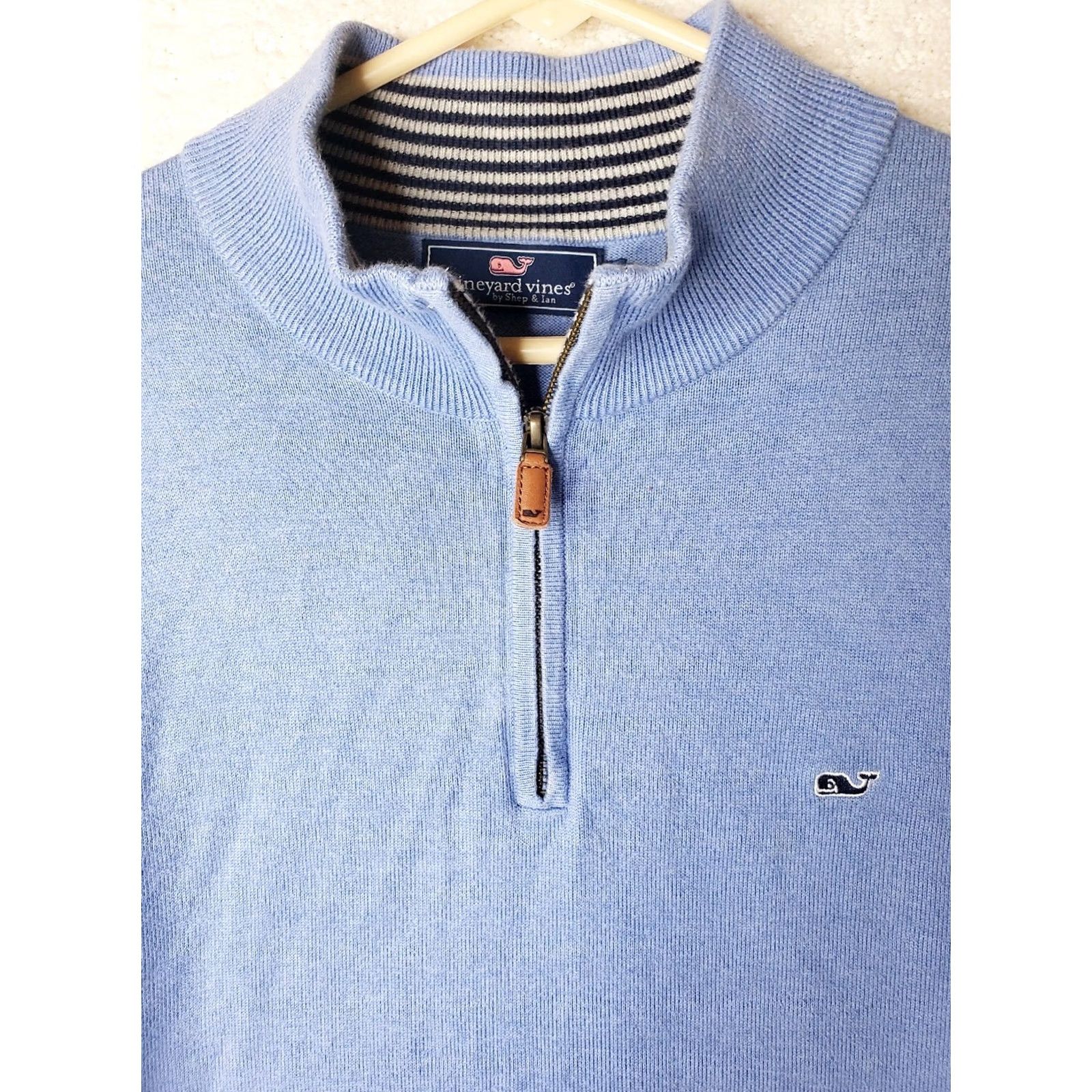 Vineyard Vines Vineyard Vines Men's Blue 1/4 Zip Cotton Pullover Sweater Long Sleeve L Cardigan/Top Size US L / EU 52-54 / 3 - 3 Thumbnail