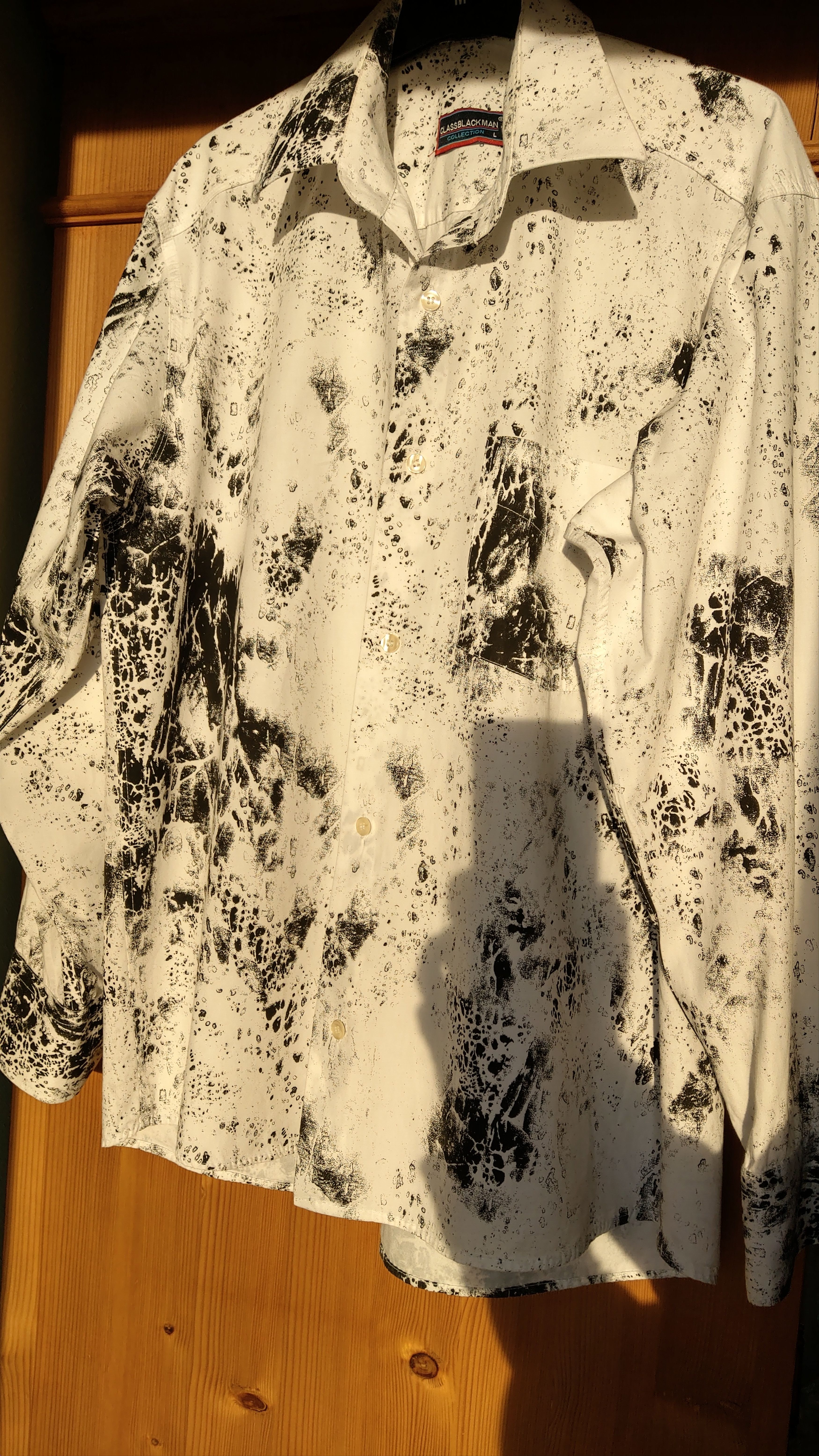 Vintage Asymmetric Drawing Shirt Overprint Goth Noir Button Up L Size US L / EU 52-54 / 3 - 4 Thumbnail