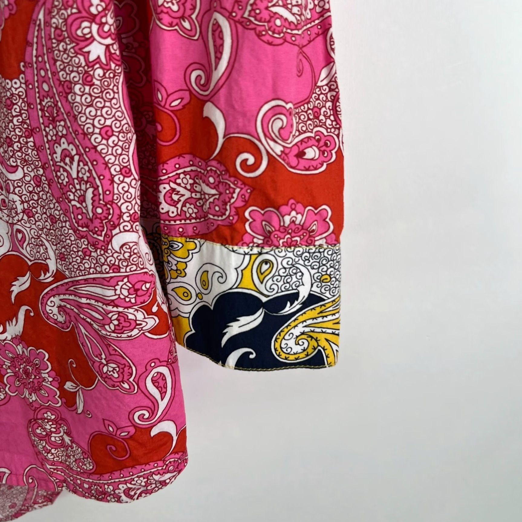 J.Crew J.CREW Kimono Button-Up Top Womens Size S Pink Colorblock Casual Retro Size S / US 4 / IT 40 - 2 Thumbnail