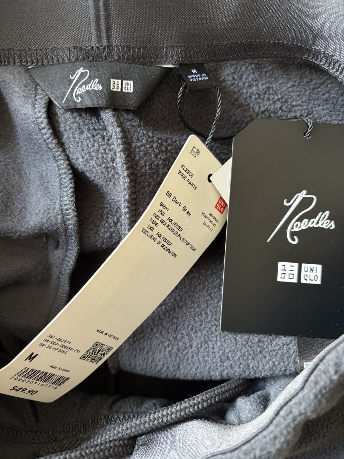 Needles × Uniqlo NEW UNIQLO X Needles Grey Gray Fleece Wide Pants Size M Size US 32 / EU 48 - 3 Thumbnail