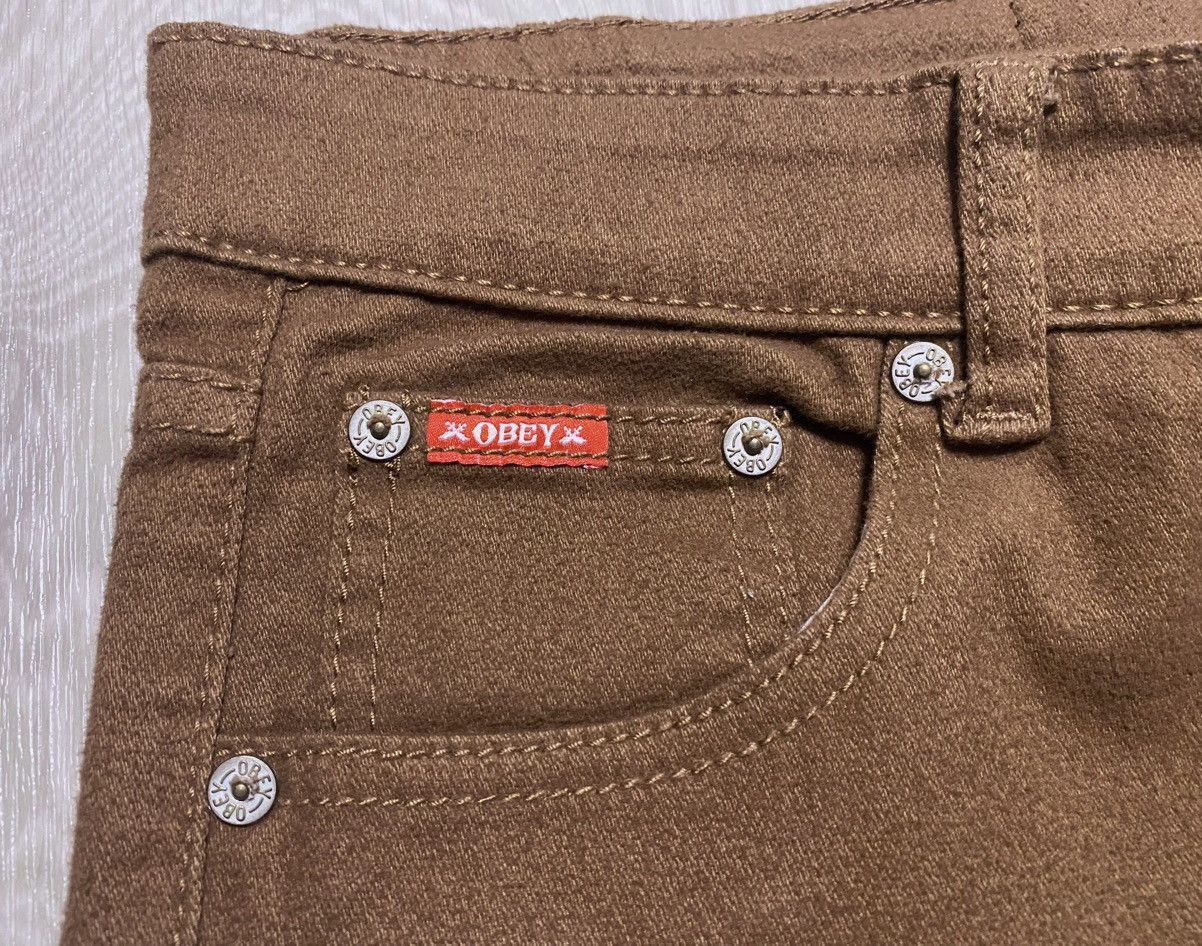 Obey × Shepard Fairey Obey Propaganda Brown Stretch Cotton Casual Trousers Pants Size US 32 / EU 48 - 7 Thumbnail