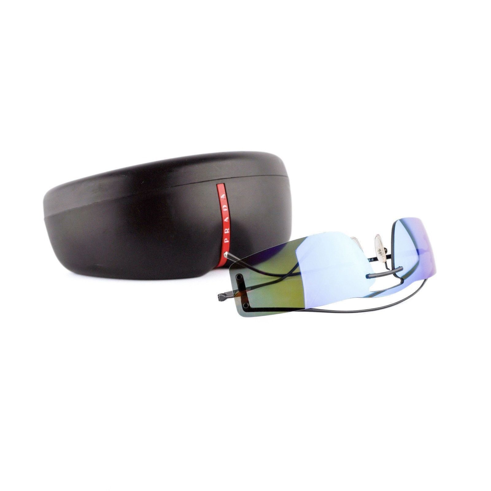 Prada Prada SPR 61V Silver Logo Gradient Lenses Rimless Sunglasses Size ONE SIZE - 9 Thumbnail