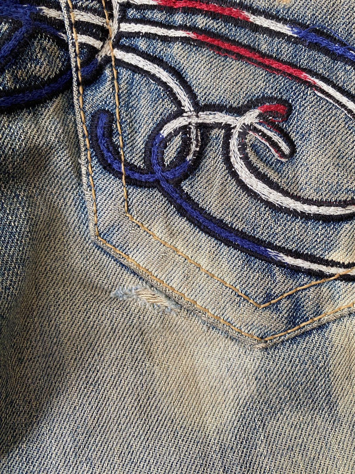 If Six Was Nine Red Pepper Japan Mud Wash Rusty Ed Hardy Design Jeans Size US 33 - 16 Thumbnail