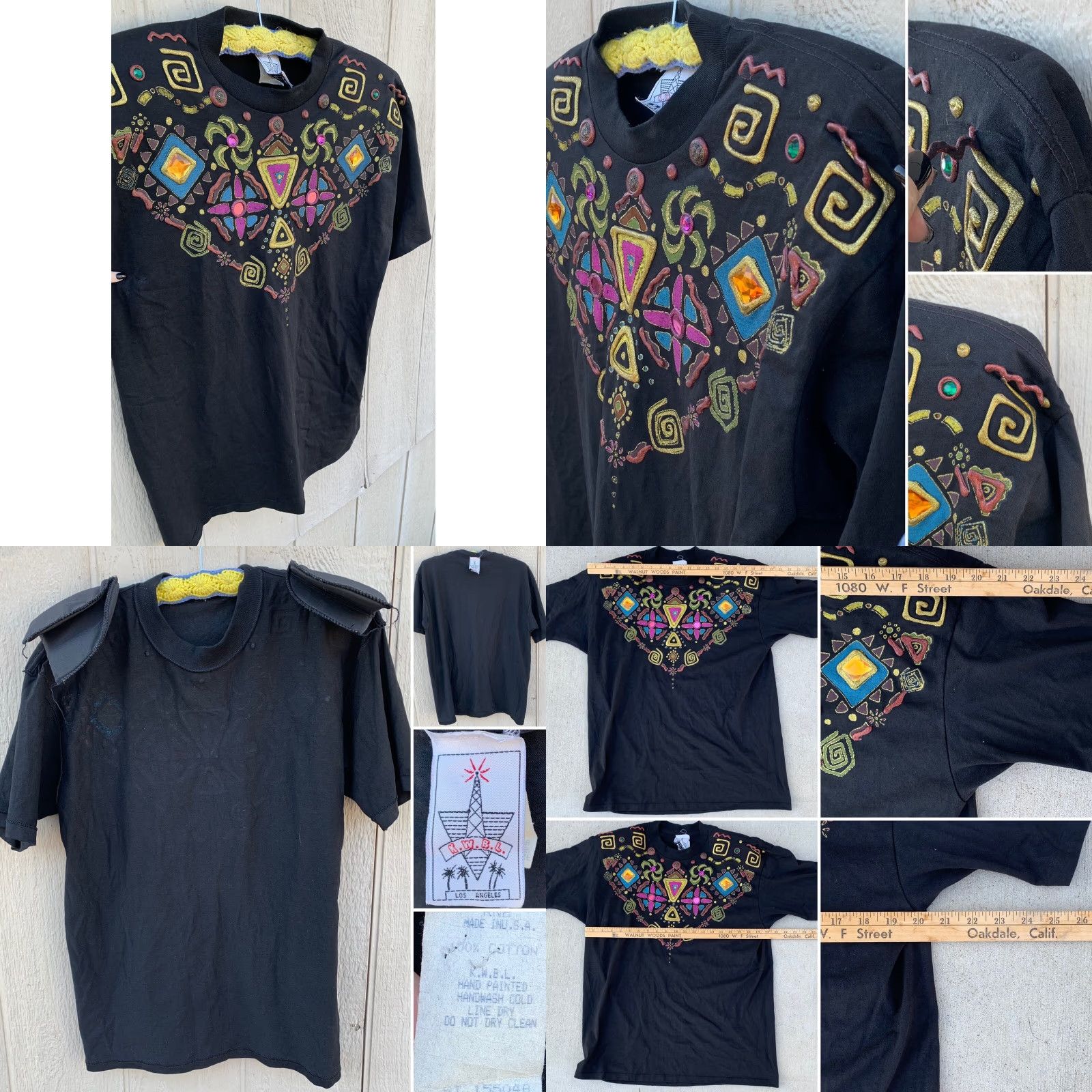 Vintage VINTAGE K.W.B.L. Los Angeles wearable art tshirt ONE SIZE 90s 1990s Black Shirt Mens Women’s Girls Boys Size ONE SIZE - 8 Thumbnail