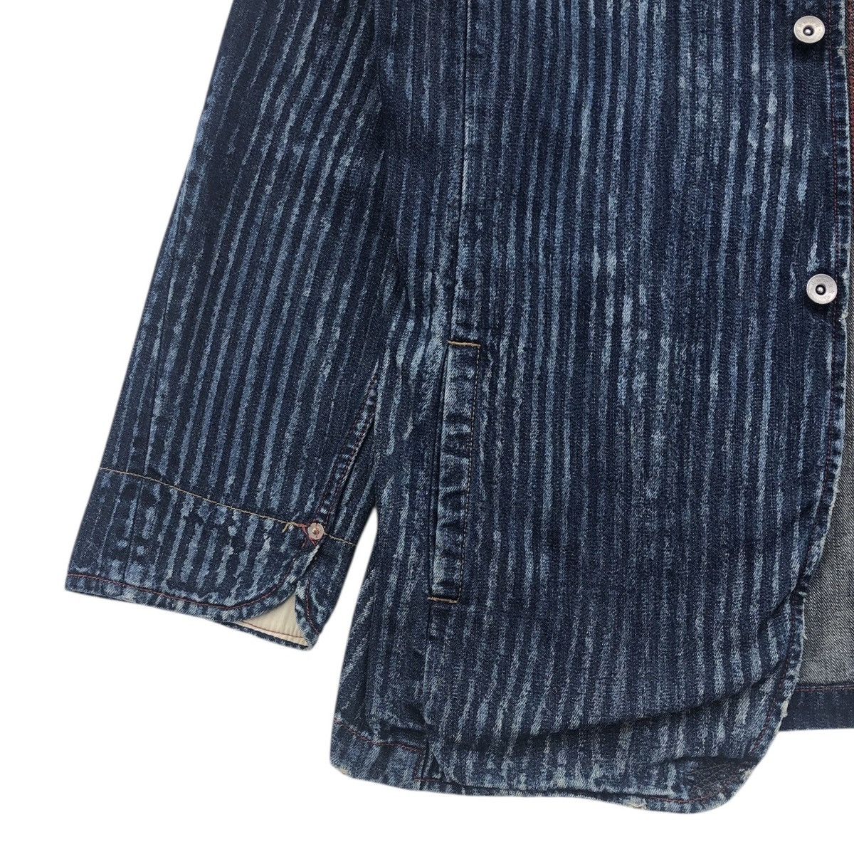 Japanese Brand Japanese Pwpl Riot Striped Indigo Workers Chore Denim Jacket Size US L / EU 52-54 / 3 - 6 Thumbnail