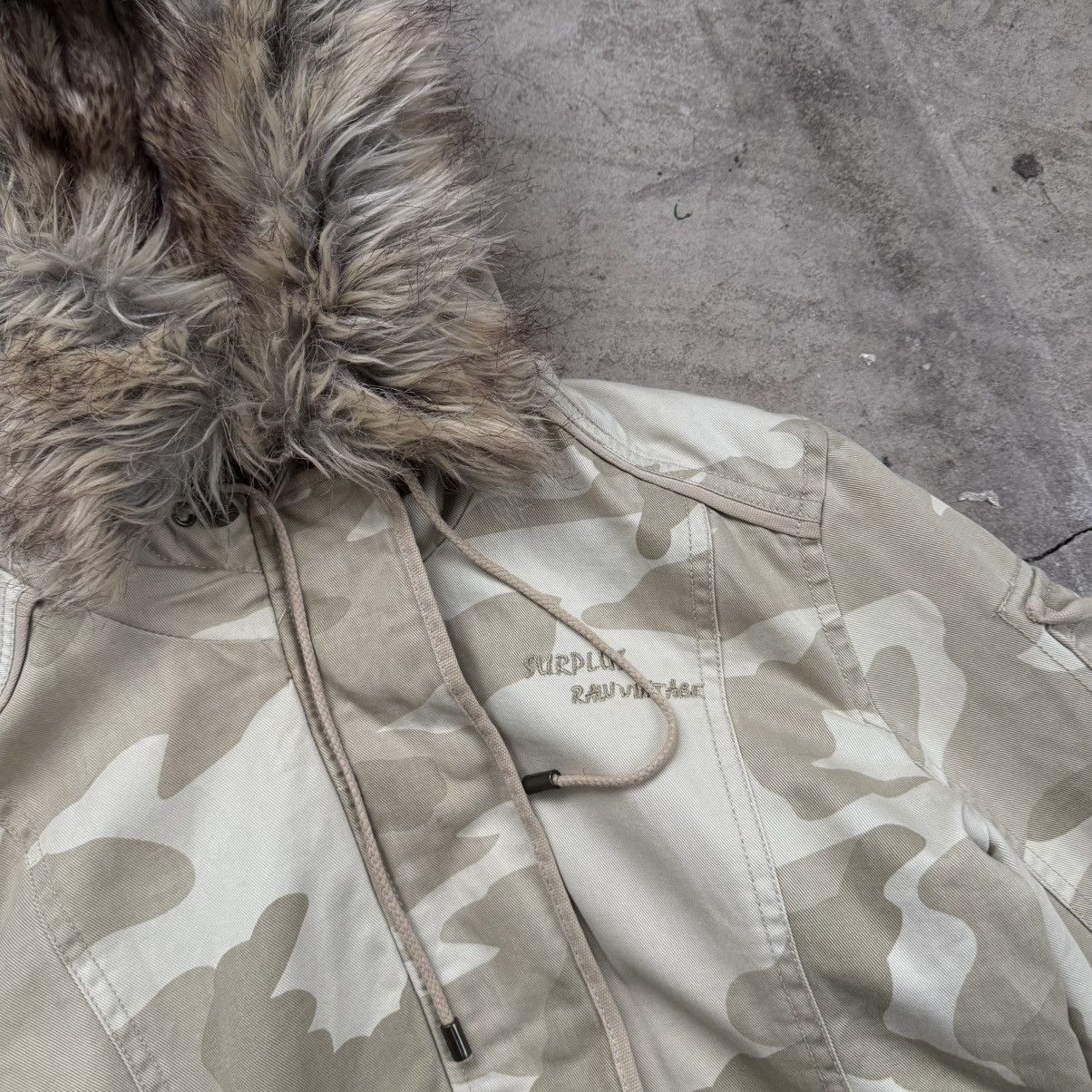 Le Grande Bleu (L.G.B.) Surplus Raw Vintage Camo Bomber Jacket With Faux Fur Hood Size S / US 4 / IT 40 - 5 Thumbnail