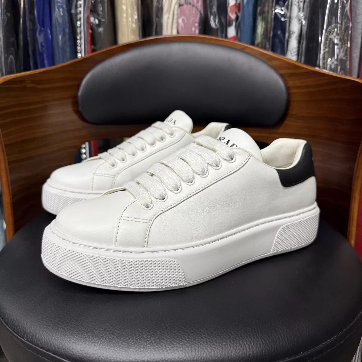 Prada Prada White Platform Sneakers Black Toe US 6.5 New Worn Once Size US 6.5 / IT 36.5 - 1 Thumbnail