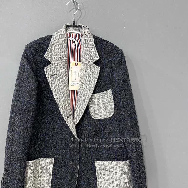 Thom Browne Thom Browne Dark Grey Plaid Lapel Woolen Overcoat Size XS / US 0-2 / IT 36-38 - 2 Thumbnail