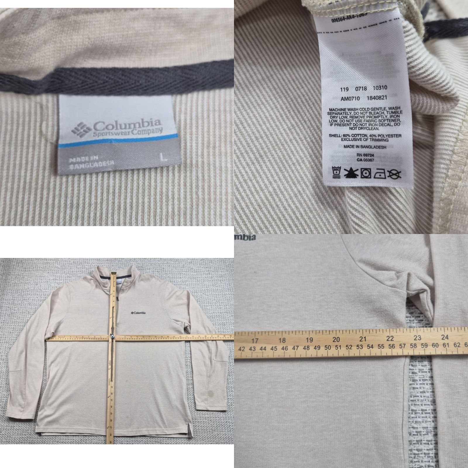 Vintage Columbia Pullover Mens Large Beige 1/4 Zip Long Sleeve Casual Shirt Hiking Size US L / EU 52-54 / 3 - 8 Thumbnail